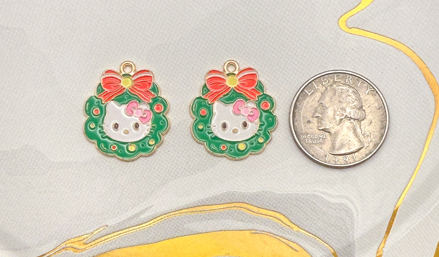 Hello Kitty Christmas Wreath DIY Metal Charm