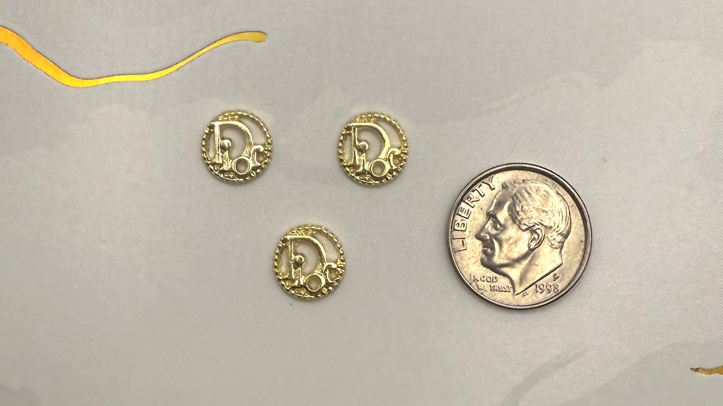Gold Designer Mini Metal DIY Nail Charm