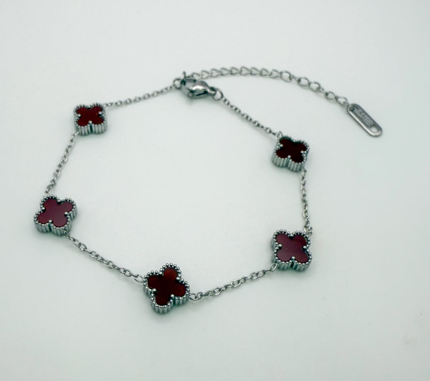 Mini Silver Clover Chain Link Adjustable Bracelets