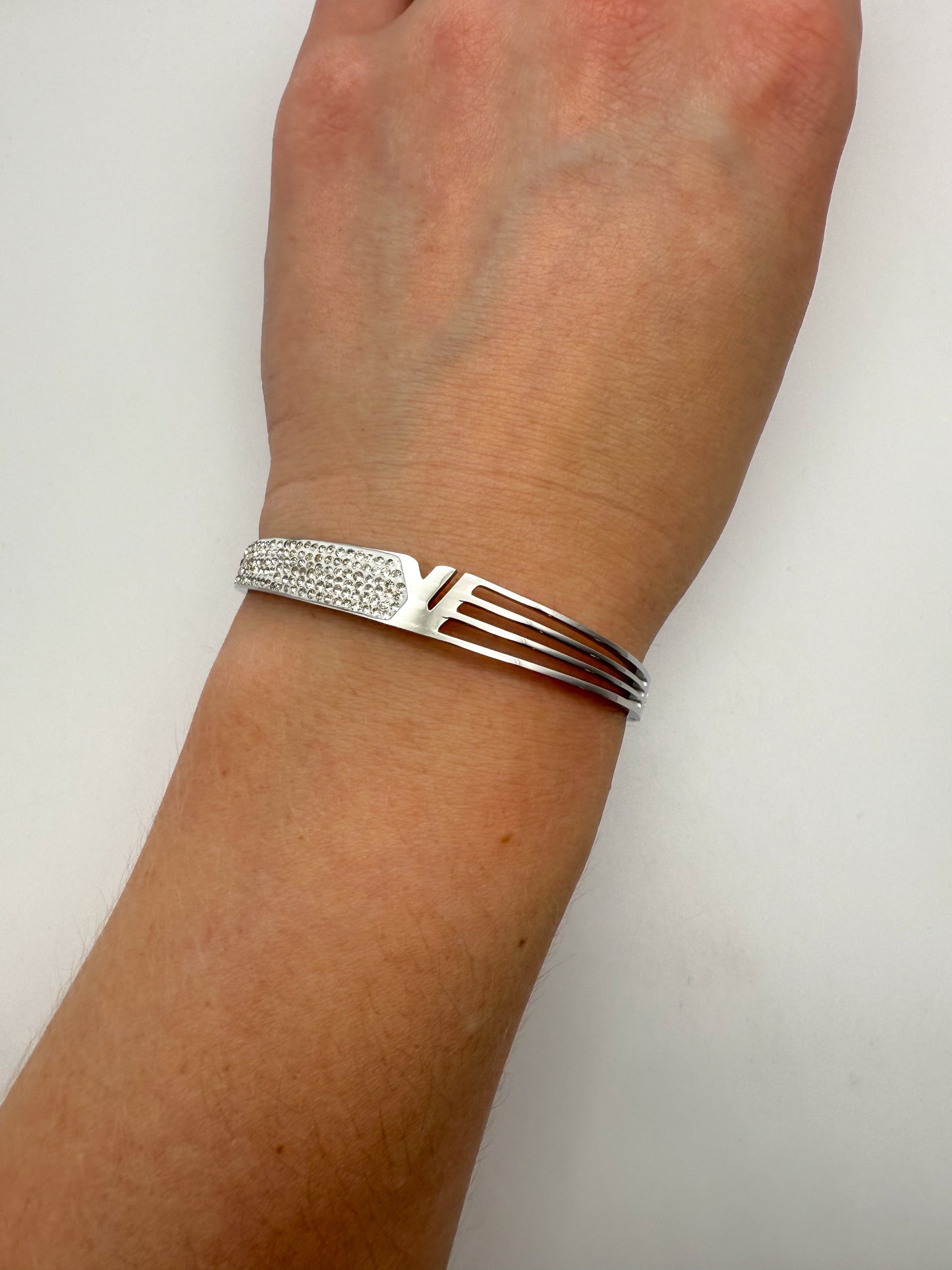 Silver LV Designer Bangle Bracelet