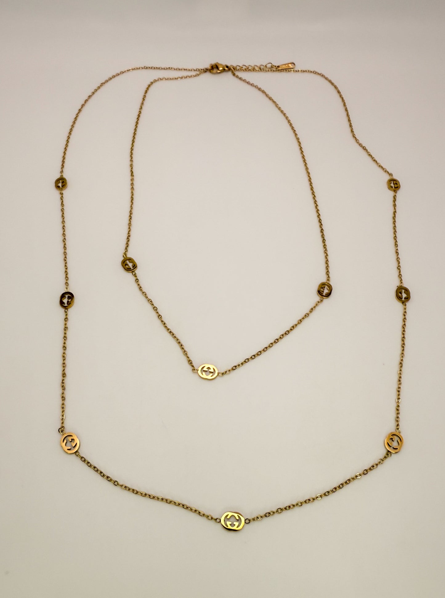 GG Designer Gold Double Layered Necklace