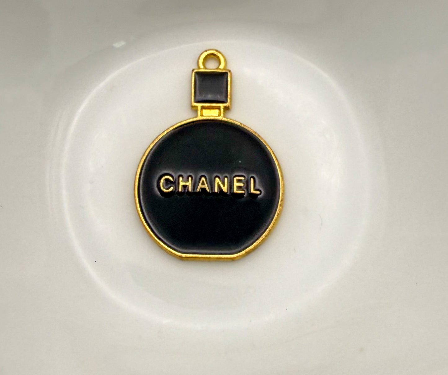 Chanel Perfume Bottle Silver & Gold Enamel Charm Pendants