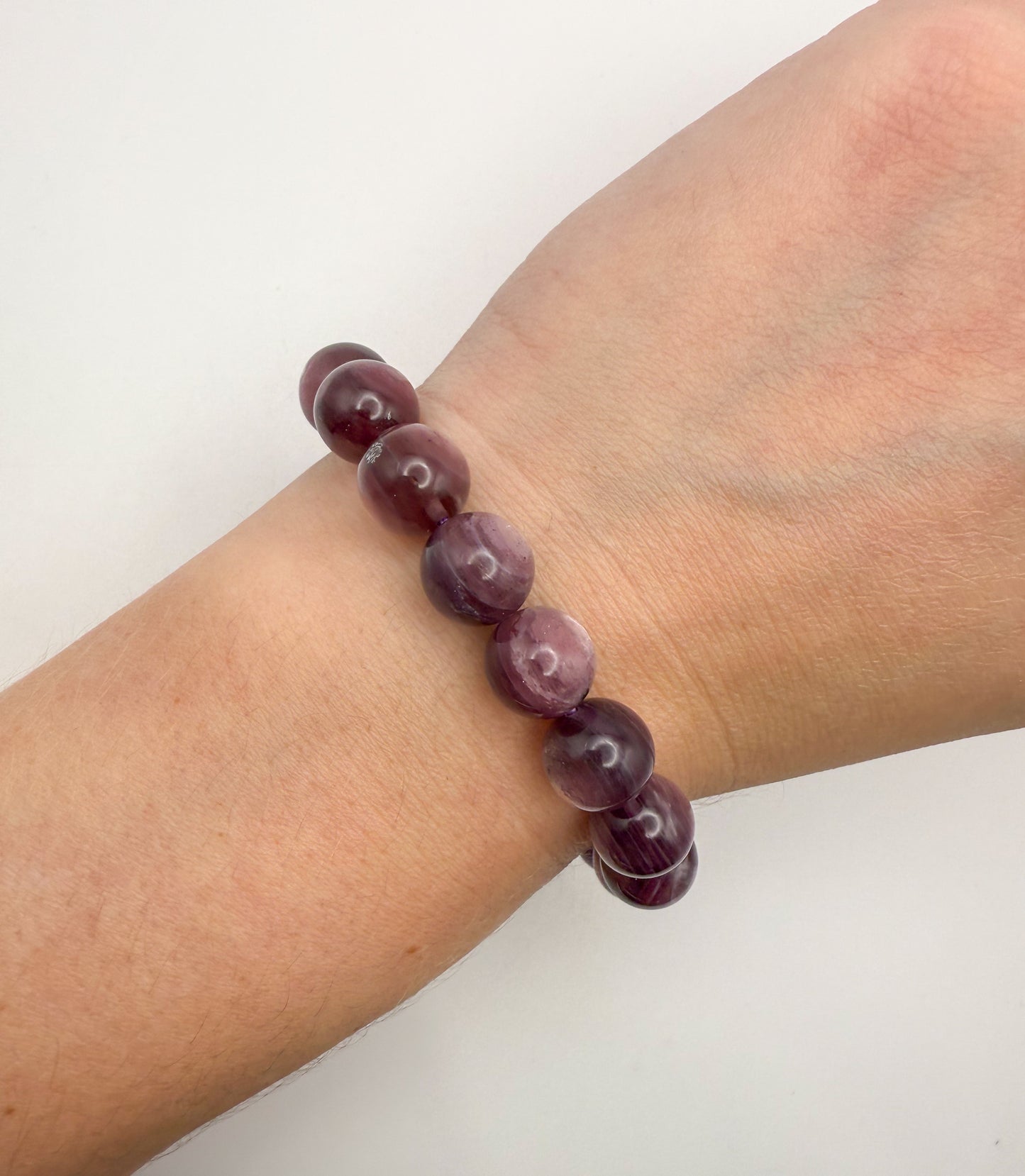 Purple Lepidolite Mica Crystal Beaded Bracelet