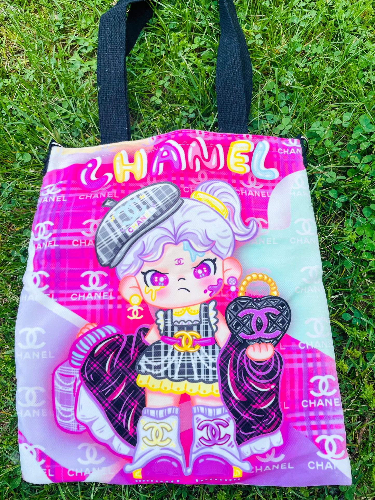 Pop Mart’s Dora Chanel Two Sided Tote Bag with Long Adjustable Strap for Crossbody Wear & Shoulder Strap