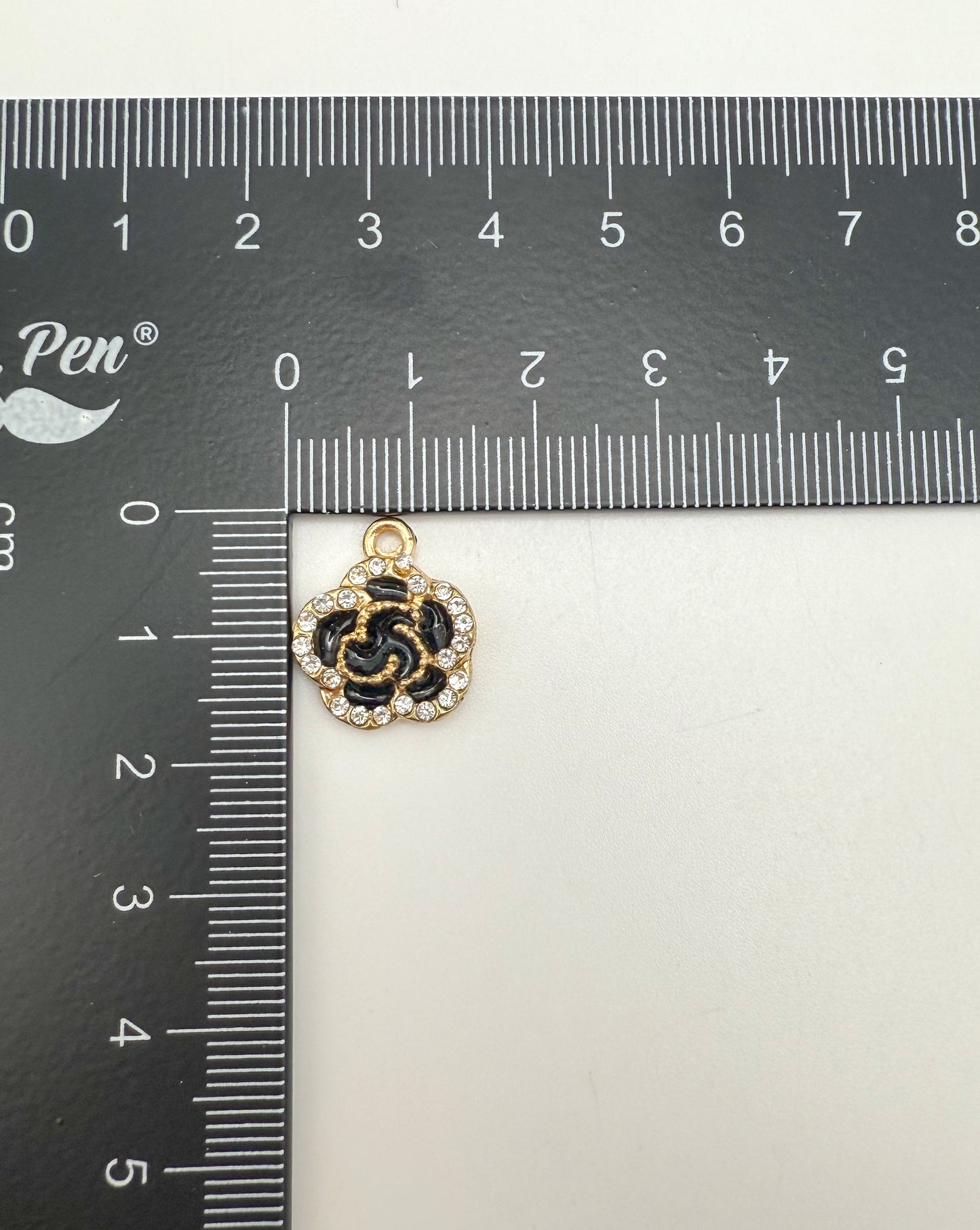 Red & Black Sparkly Flower DIY Gold Charms