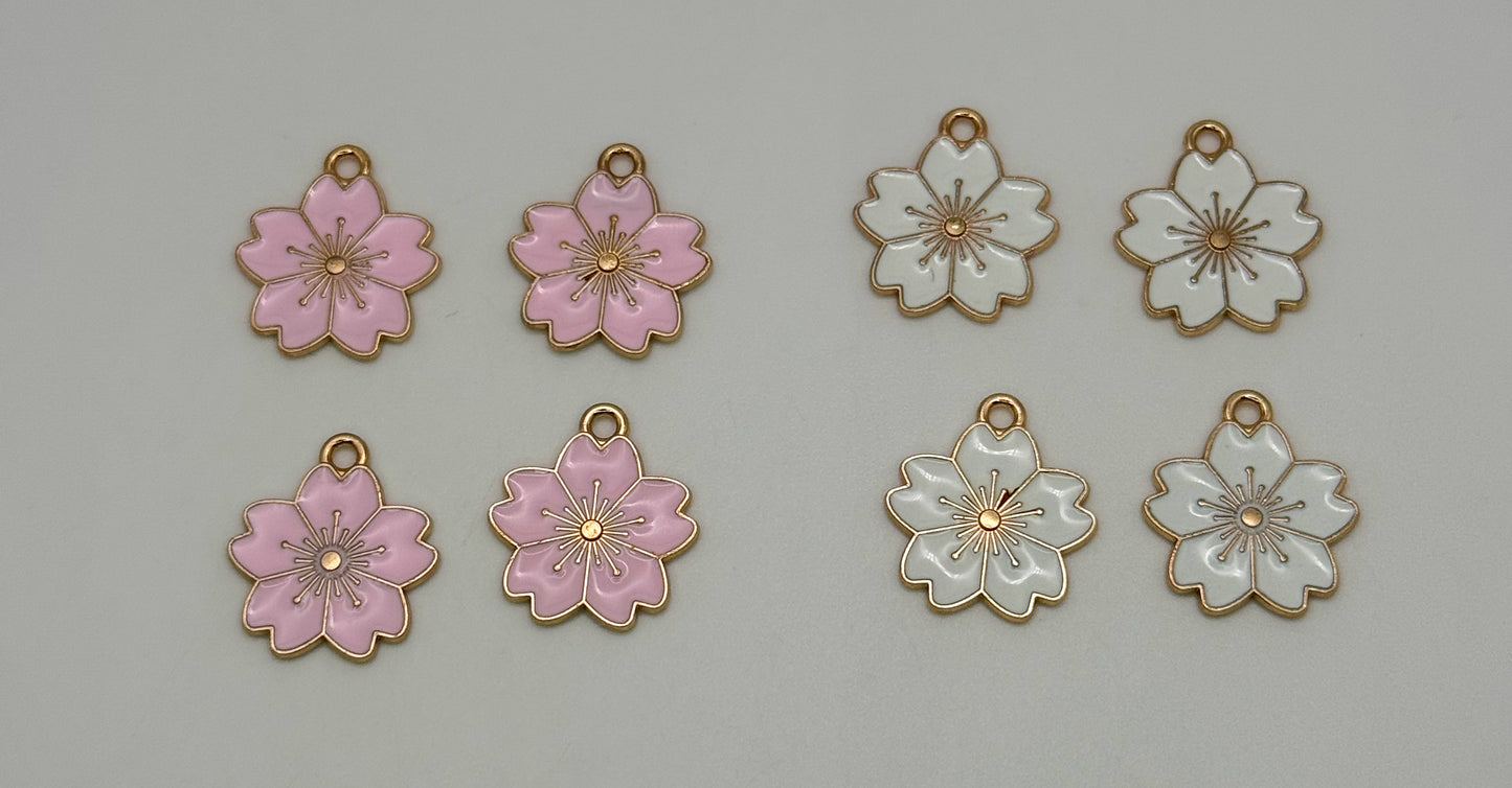Gold Sakura Flower DIY Metal Charms