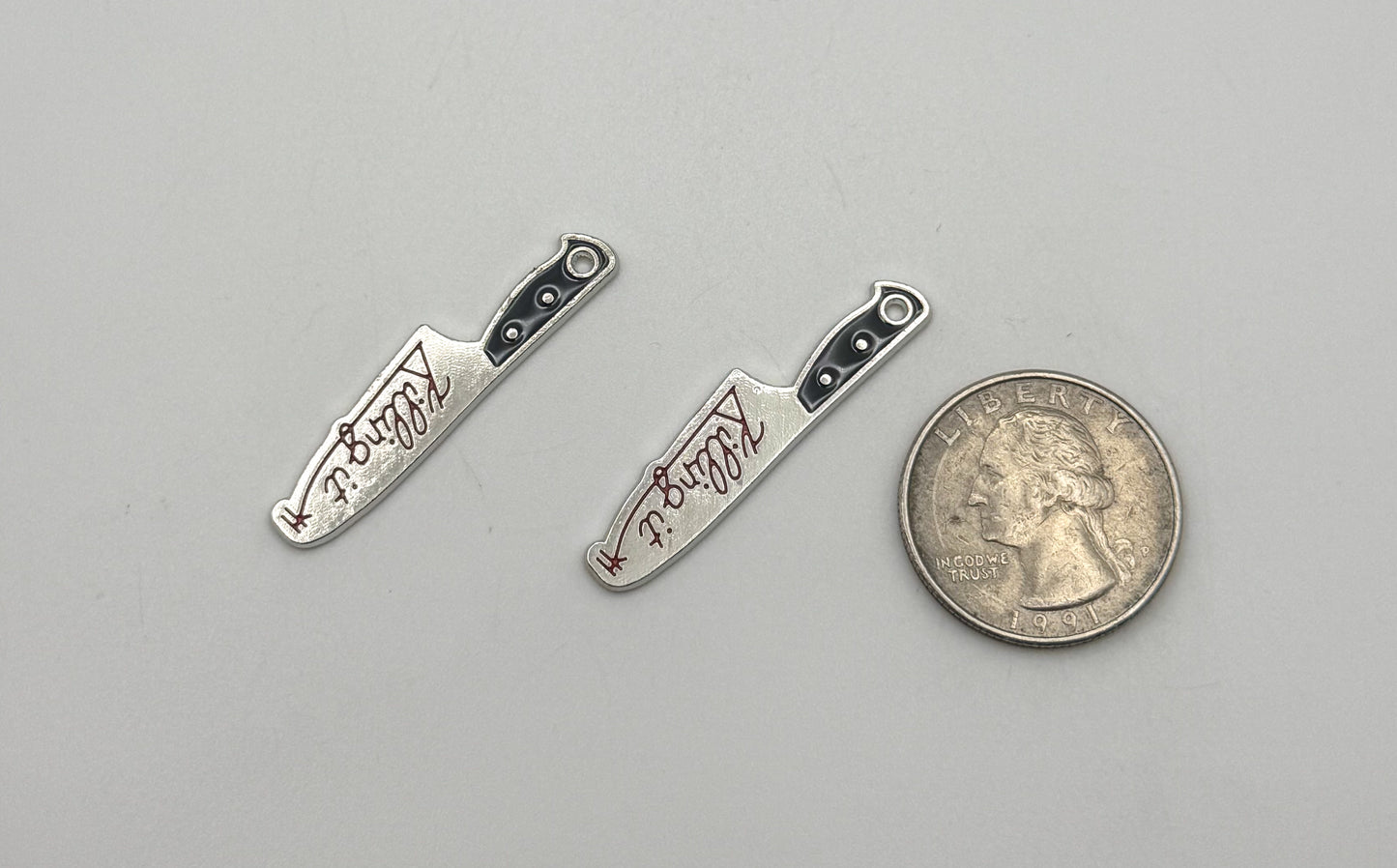 Killing it Silver Knife DIY Halloween Metal Charm