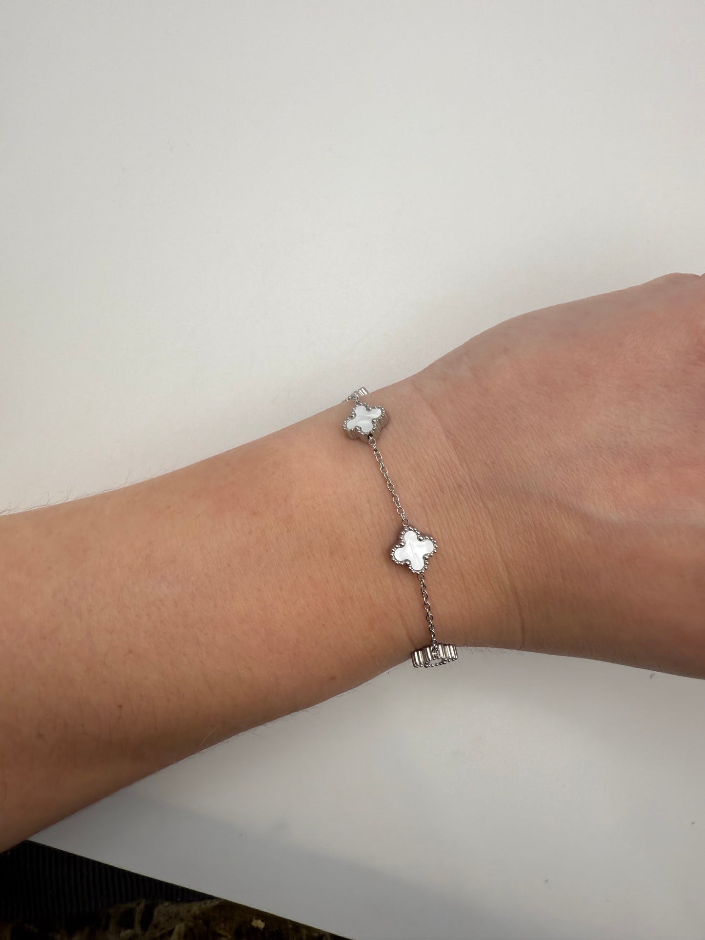 Mini Silver Clover Chain Link Adjustable Bracelets