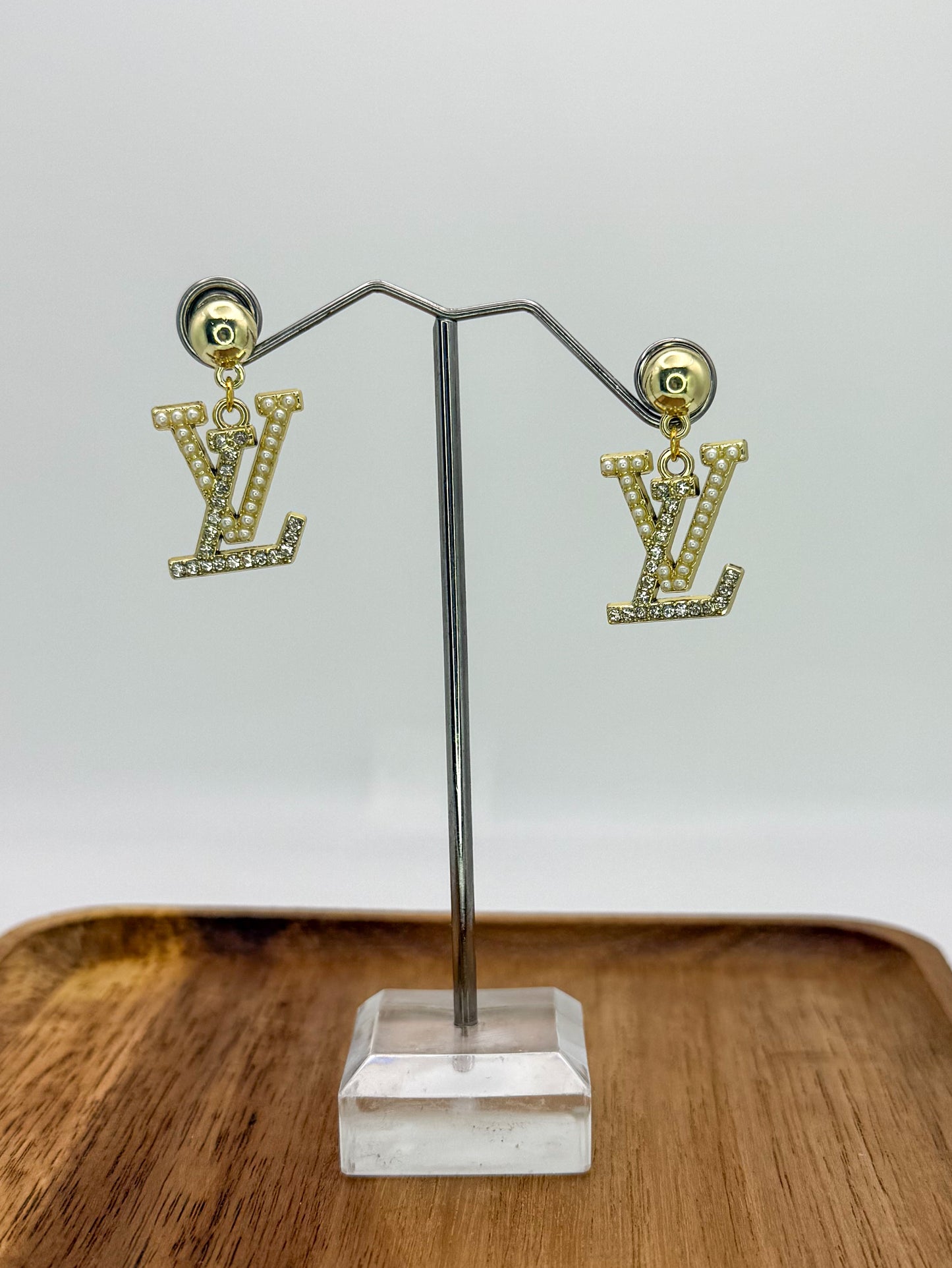 LV Gold or Silver Stud Dangle Earrings