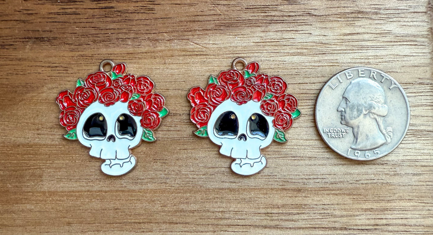 Skull with Rose Head Wrap DIY Charm
