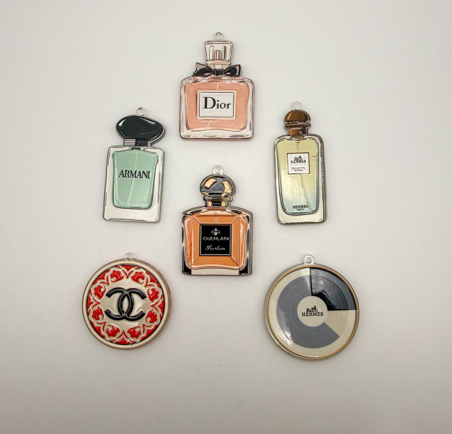 NEW Special Designer Perfume Bottle & Circle Acrylic DIY Charms Keychain