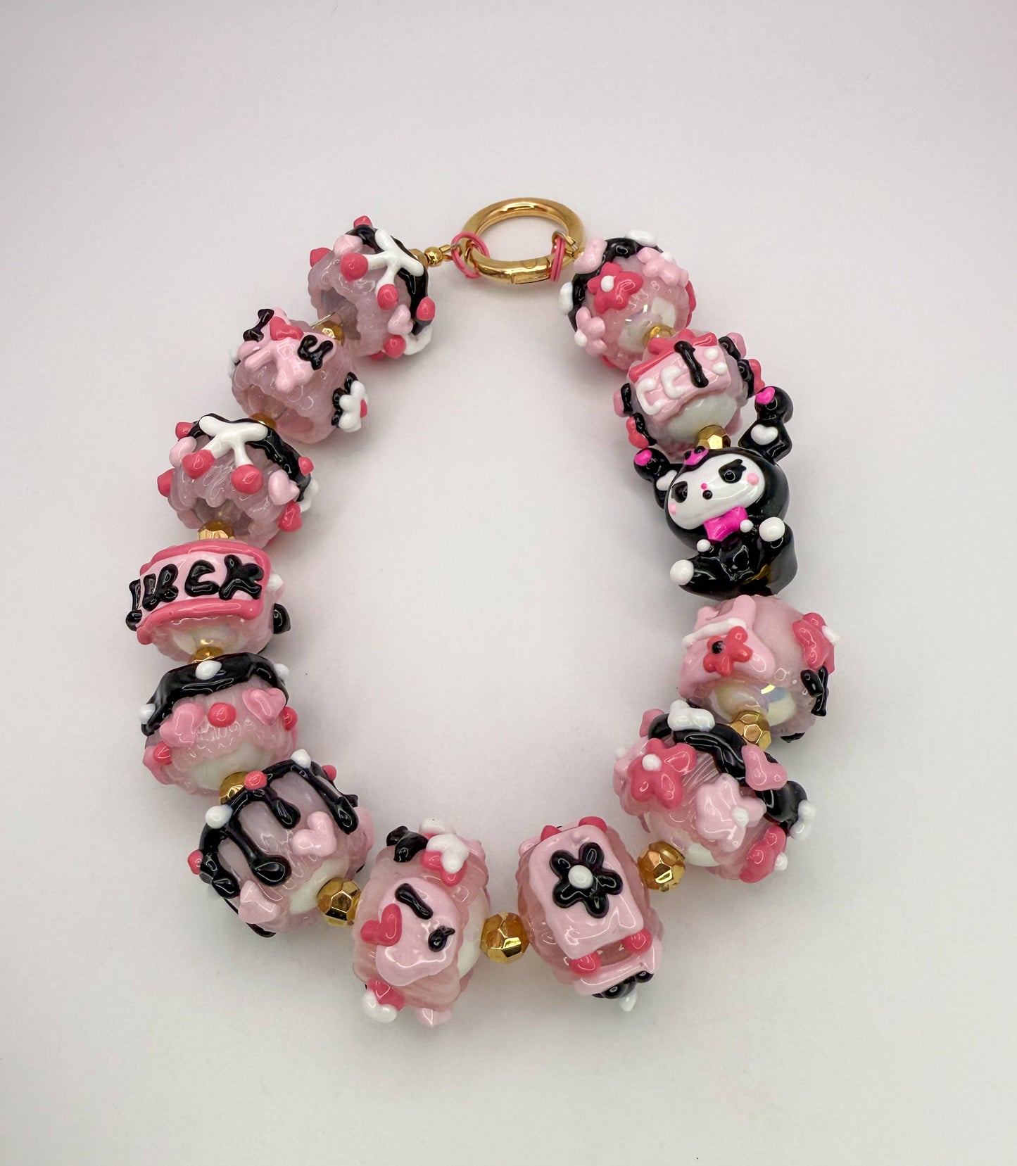 HandPainted Acrylic Beaded Keychain Phone Charm Wristlet
