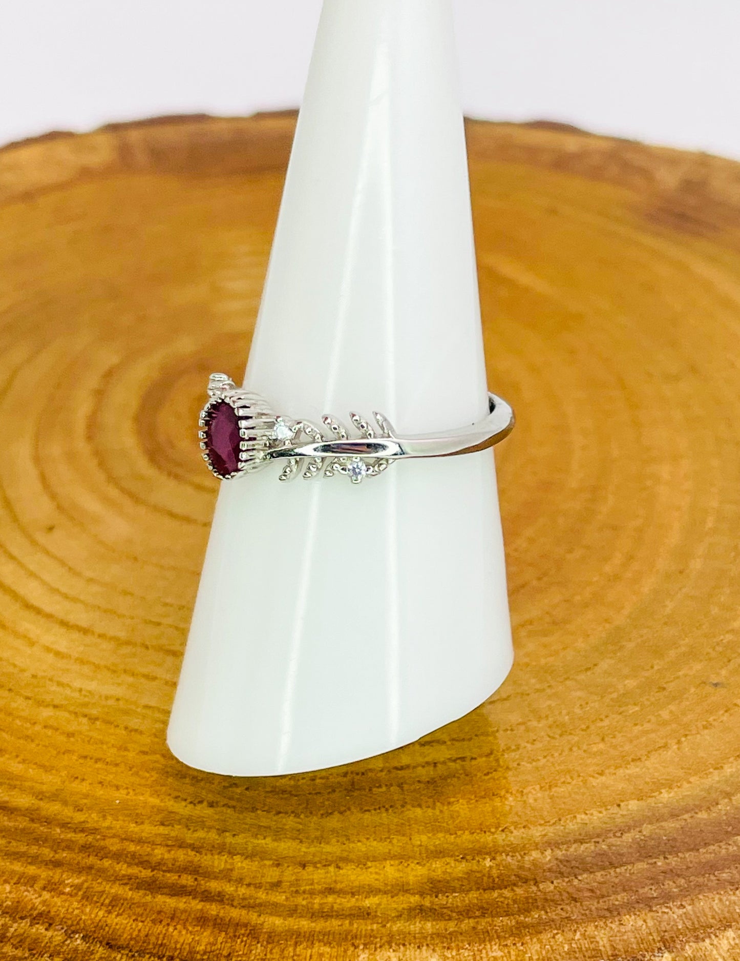 Sterling Silver S925 Natural Ruby Adjustable Rings