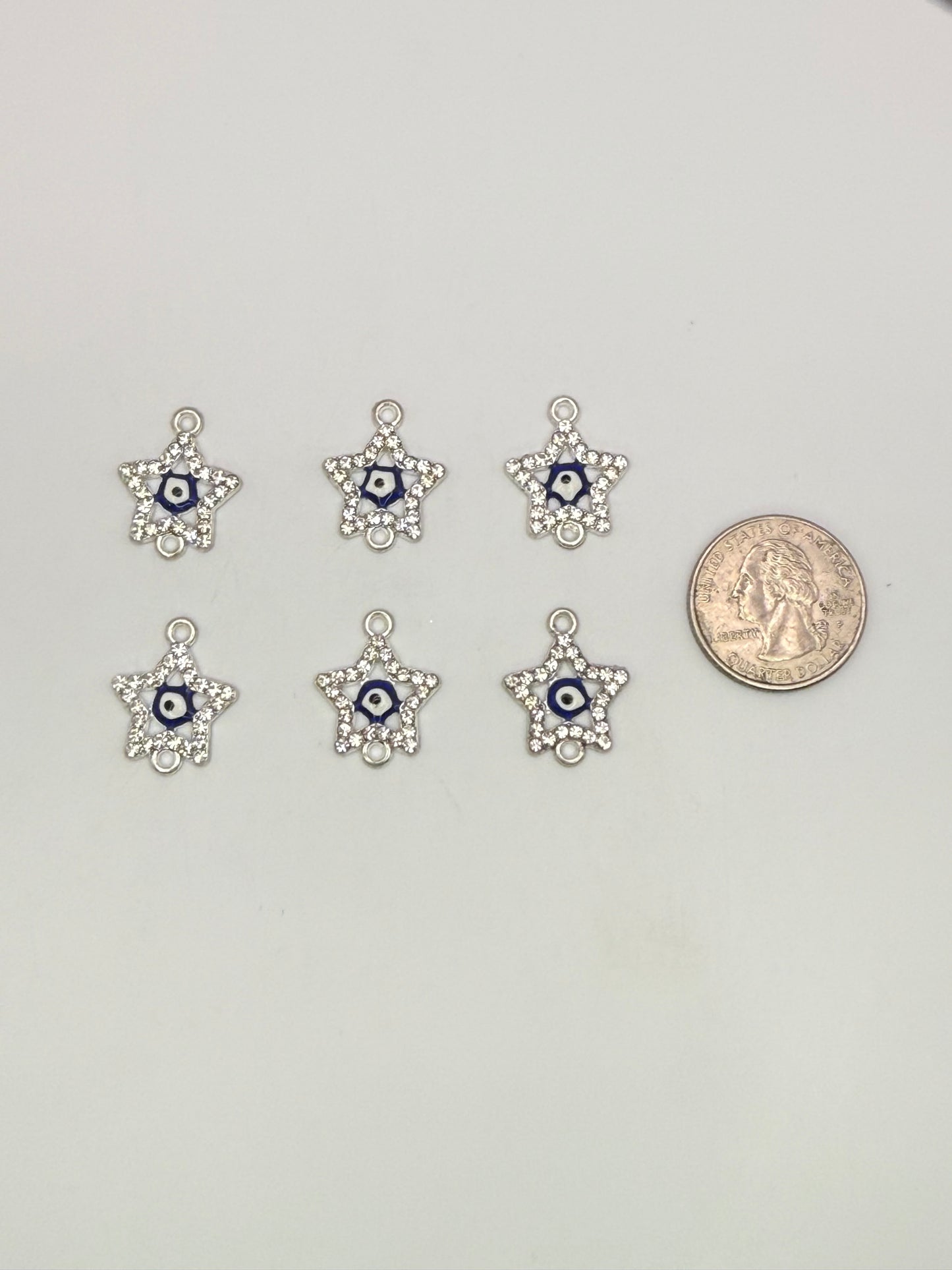 Silver Evil Eye Connector DIY Charms