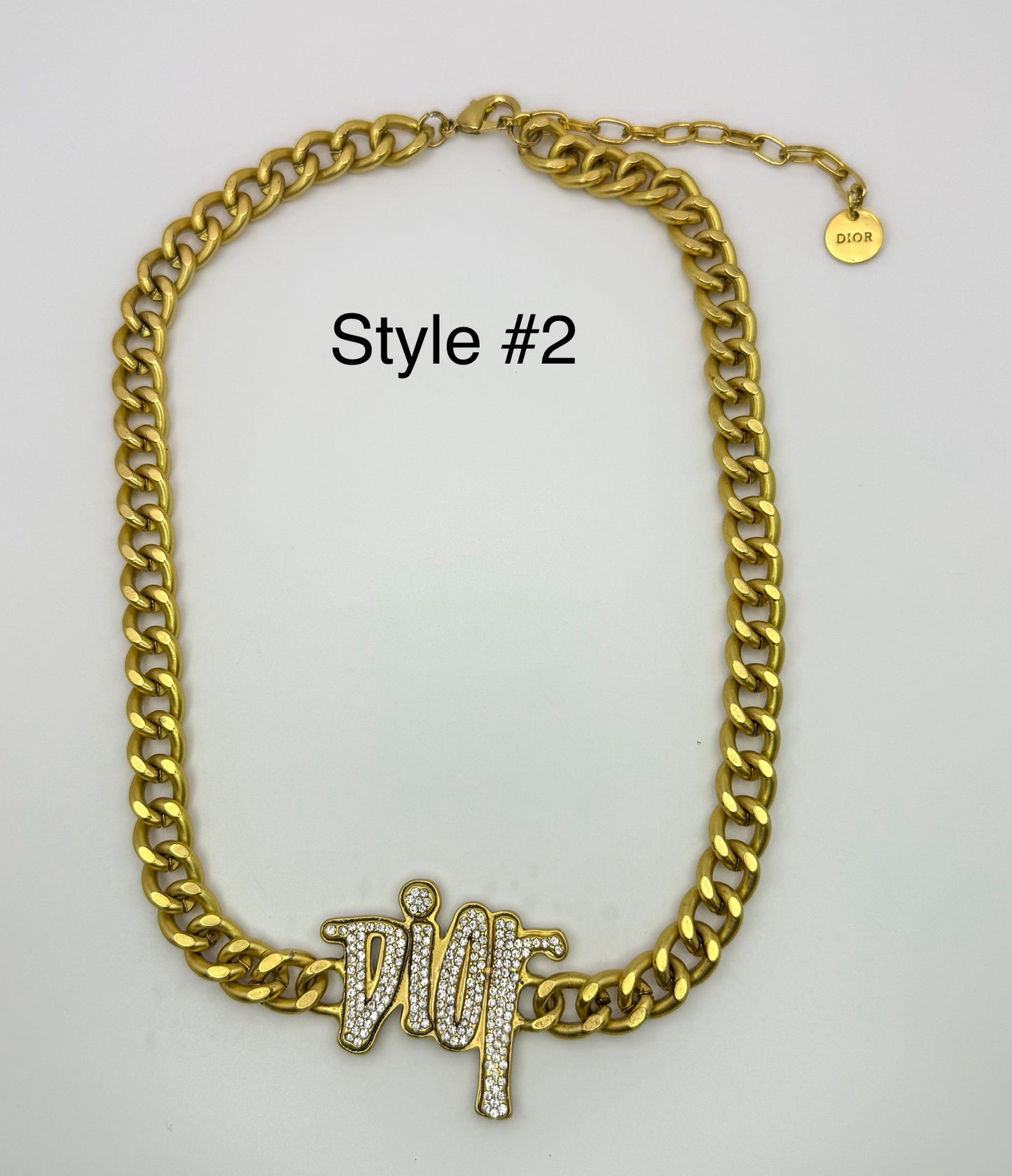 Gold DIOR Designer Pendant Cuban Necklaces