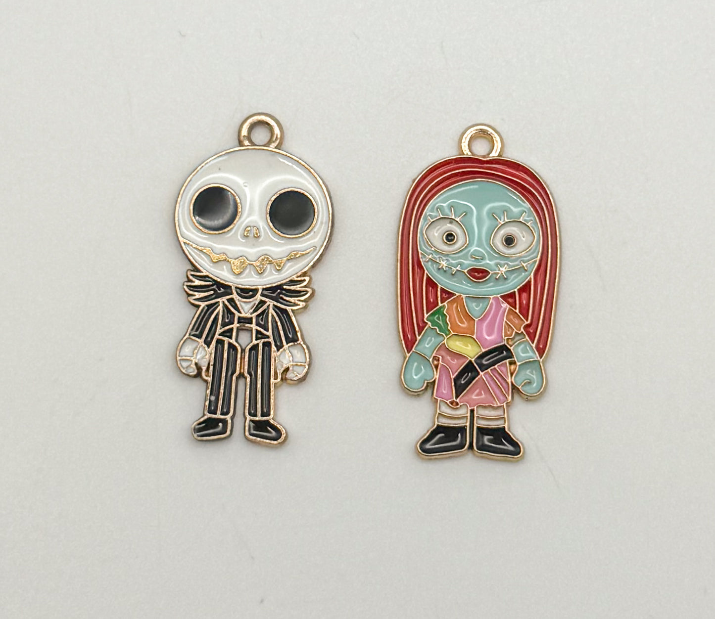 Nightmare Before Christmas Jack & Sally Gold DIY Metal Charms