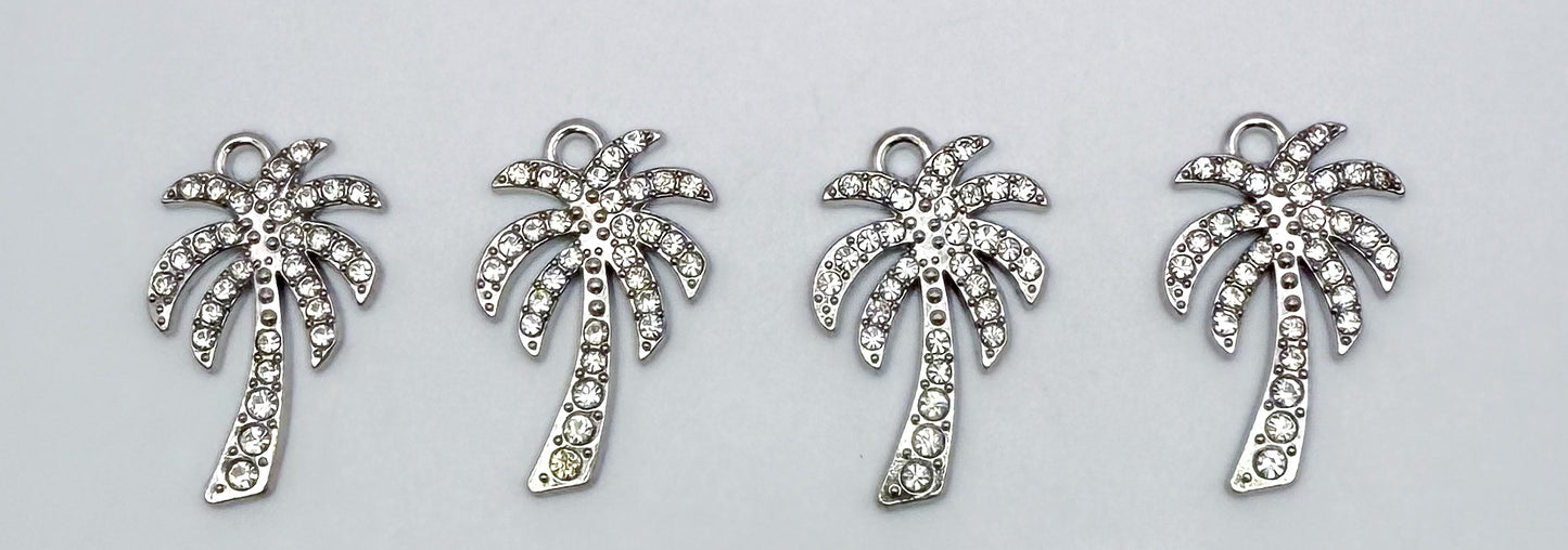 Silver Sparkling Palm Tree DIY Charms