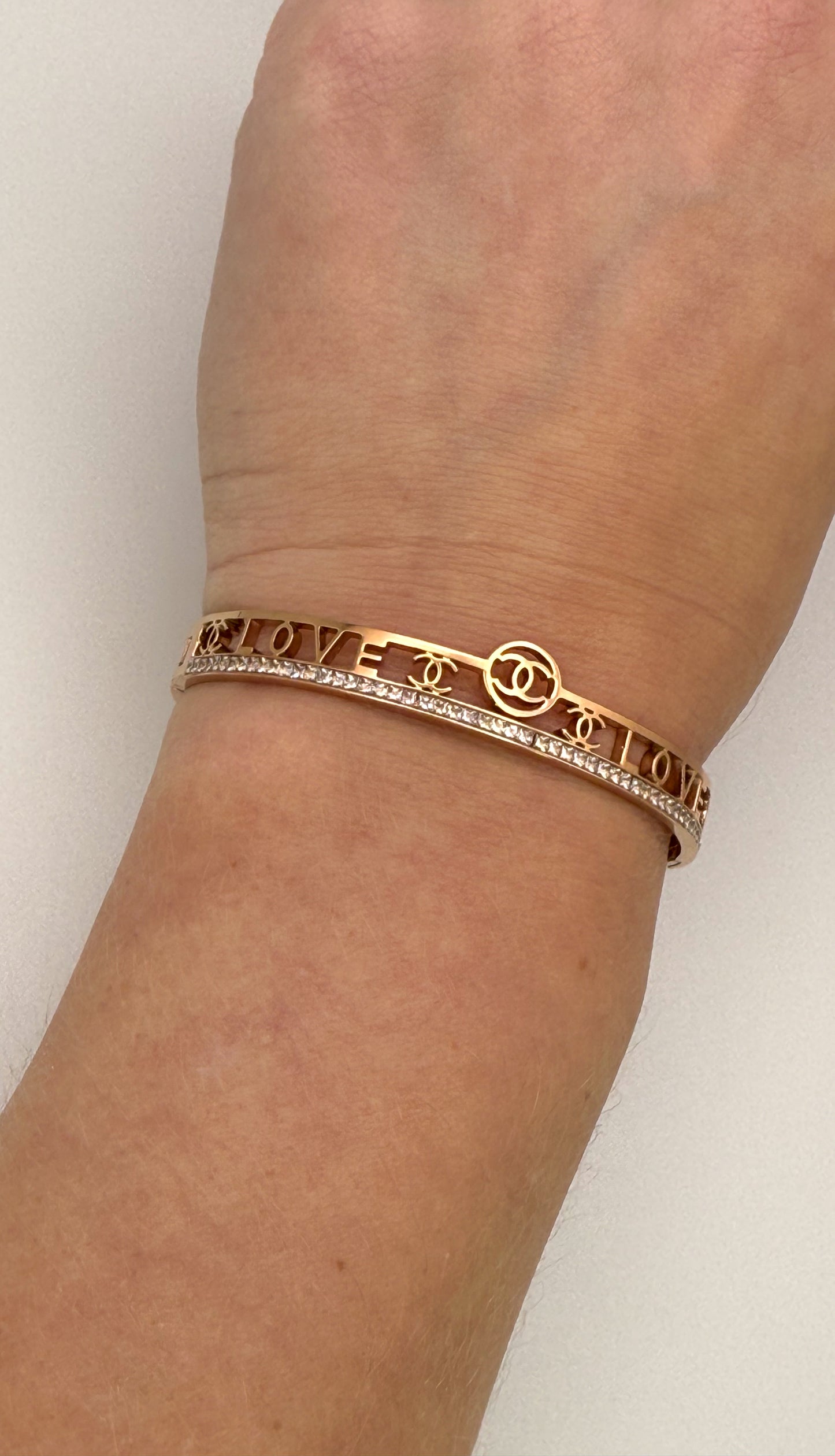 LOVE Chanel Designer Stainless Steel Bangle Bracelet