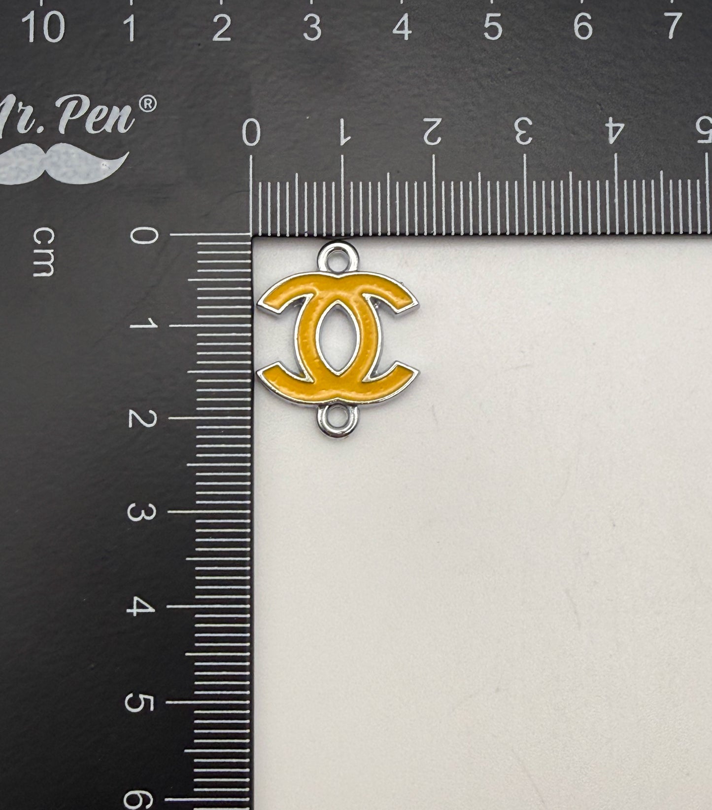 Colorful Enameled Silver CC Designer Connector Metal Charms