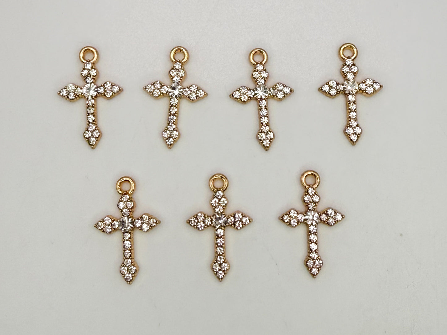 Gold Sparkling Zircon Cross DIY Charms