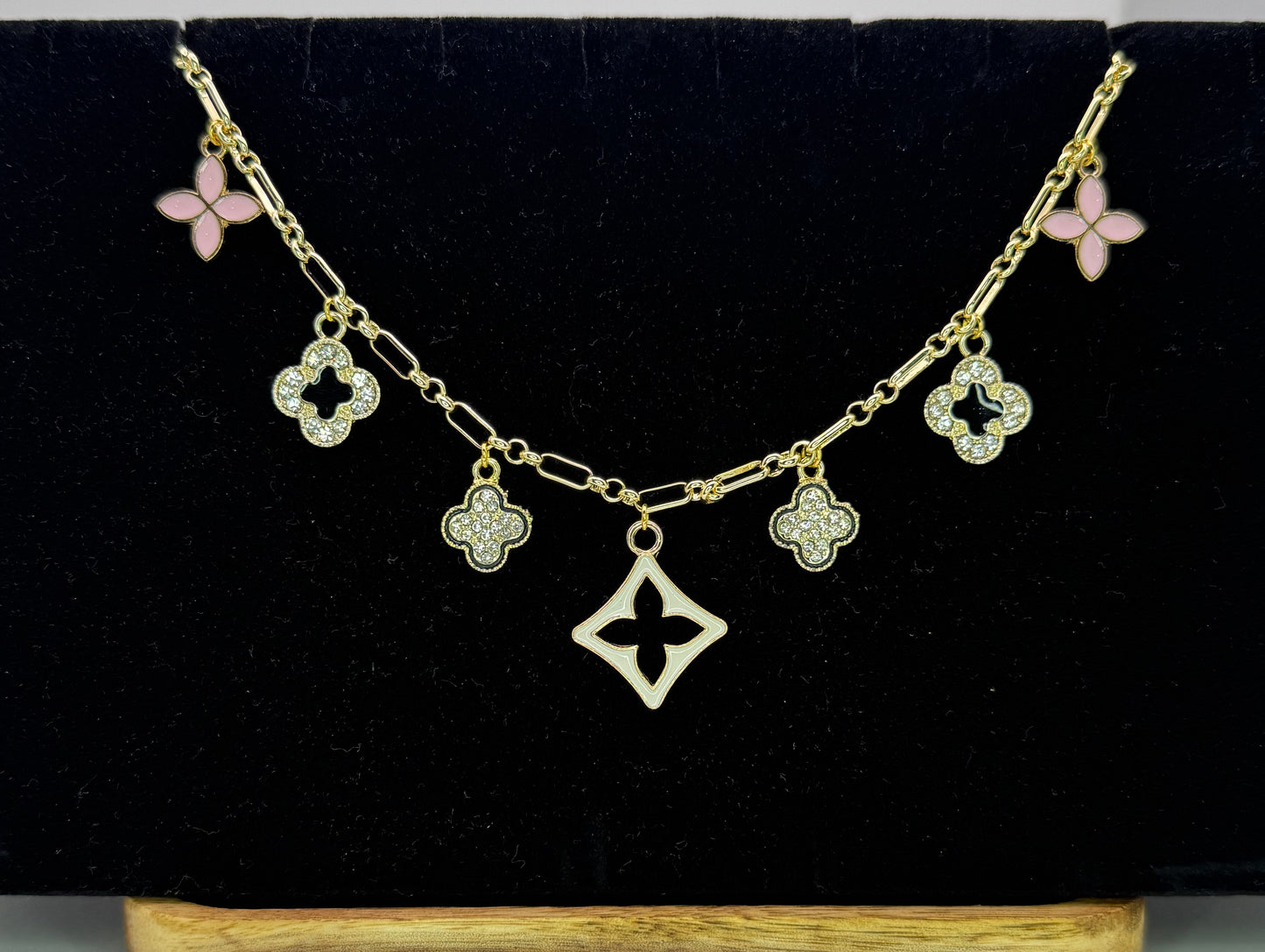 LV Clover Gold Charm Necklace