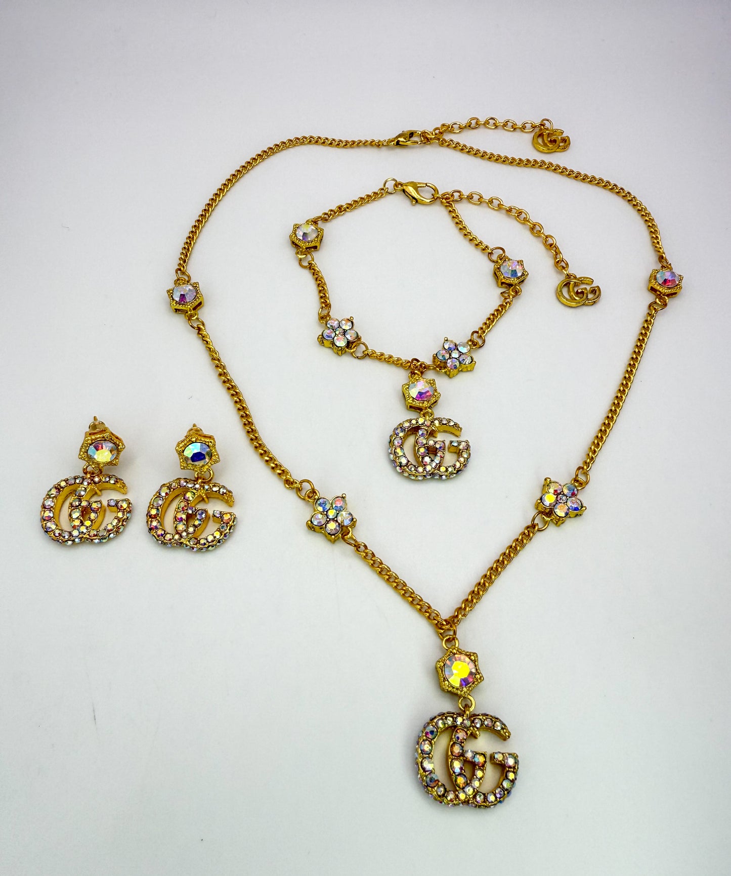 Gold GG Gucci Designer 3-piece Matching Jewelry Set