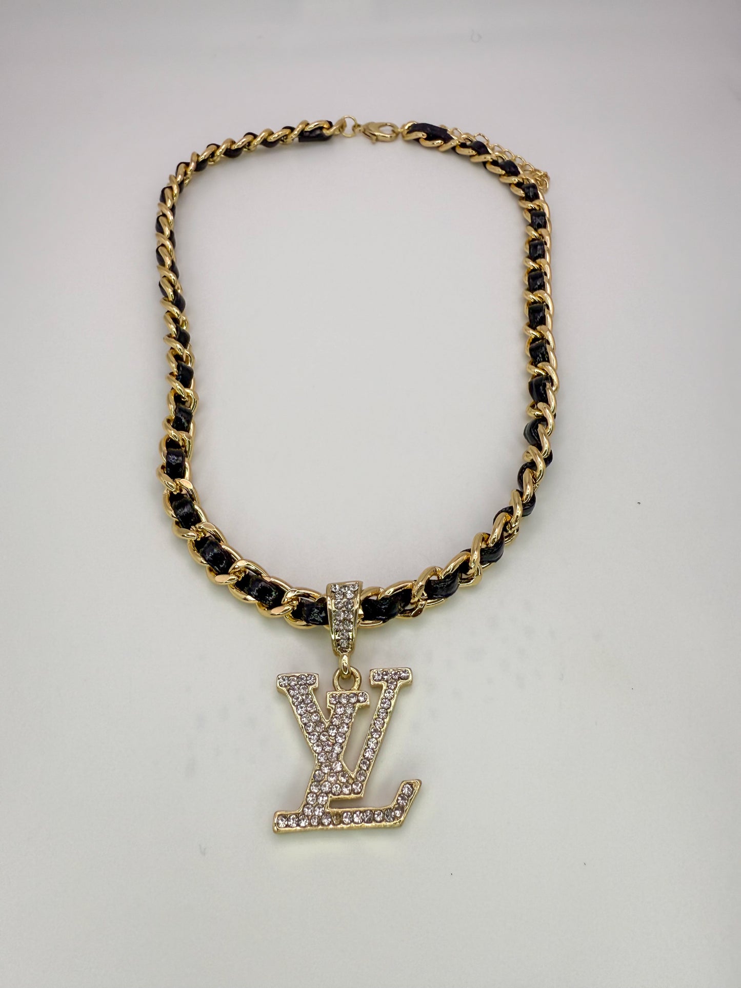 Bold n Gold LV Designer Leather Weaved Necklace
