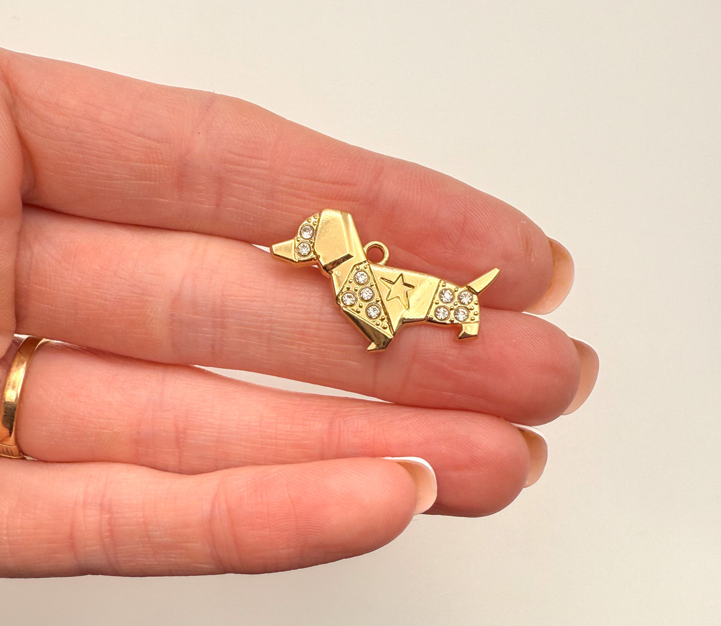 Gold Sparkling Dachshund Dog DIY Charm