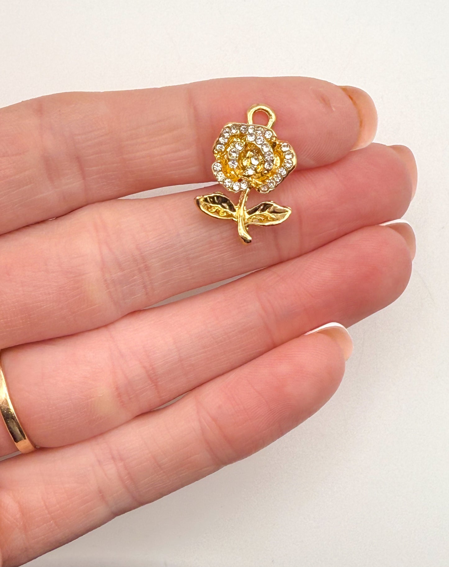 Gold Sparkling Rose DIY Charm