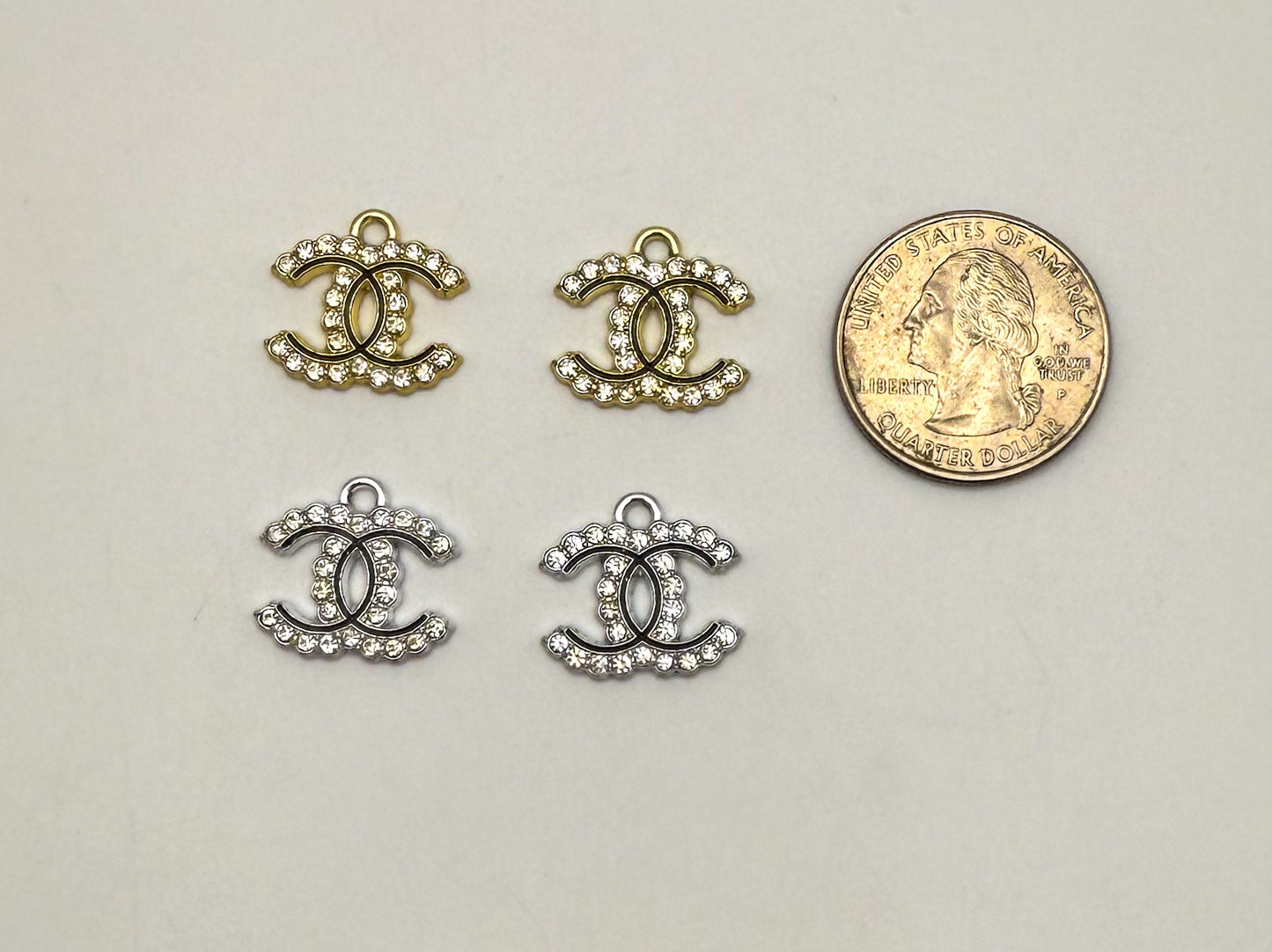 Black lined CC Designer Logo Gold and Silver DIY Charms