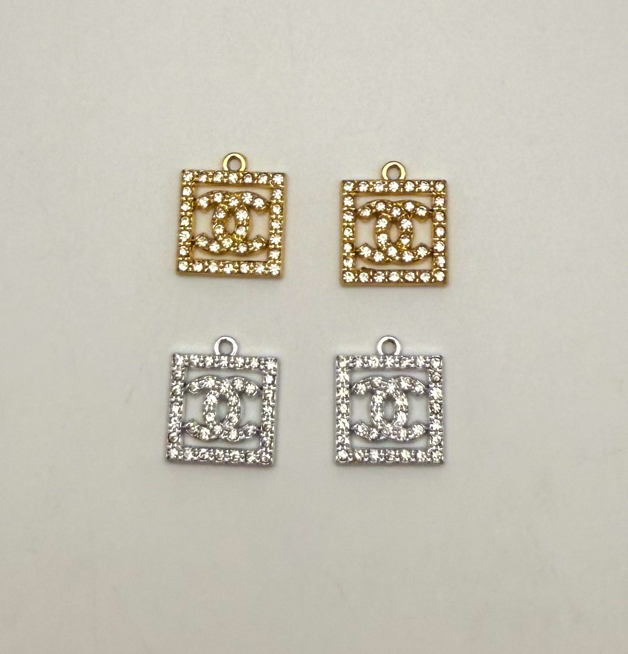 CC Designer Gold and Silver Square DIY Charms