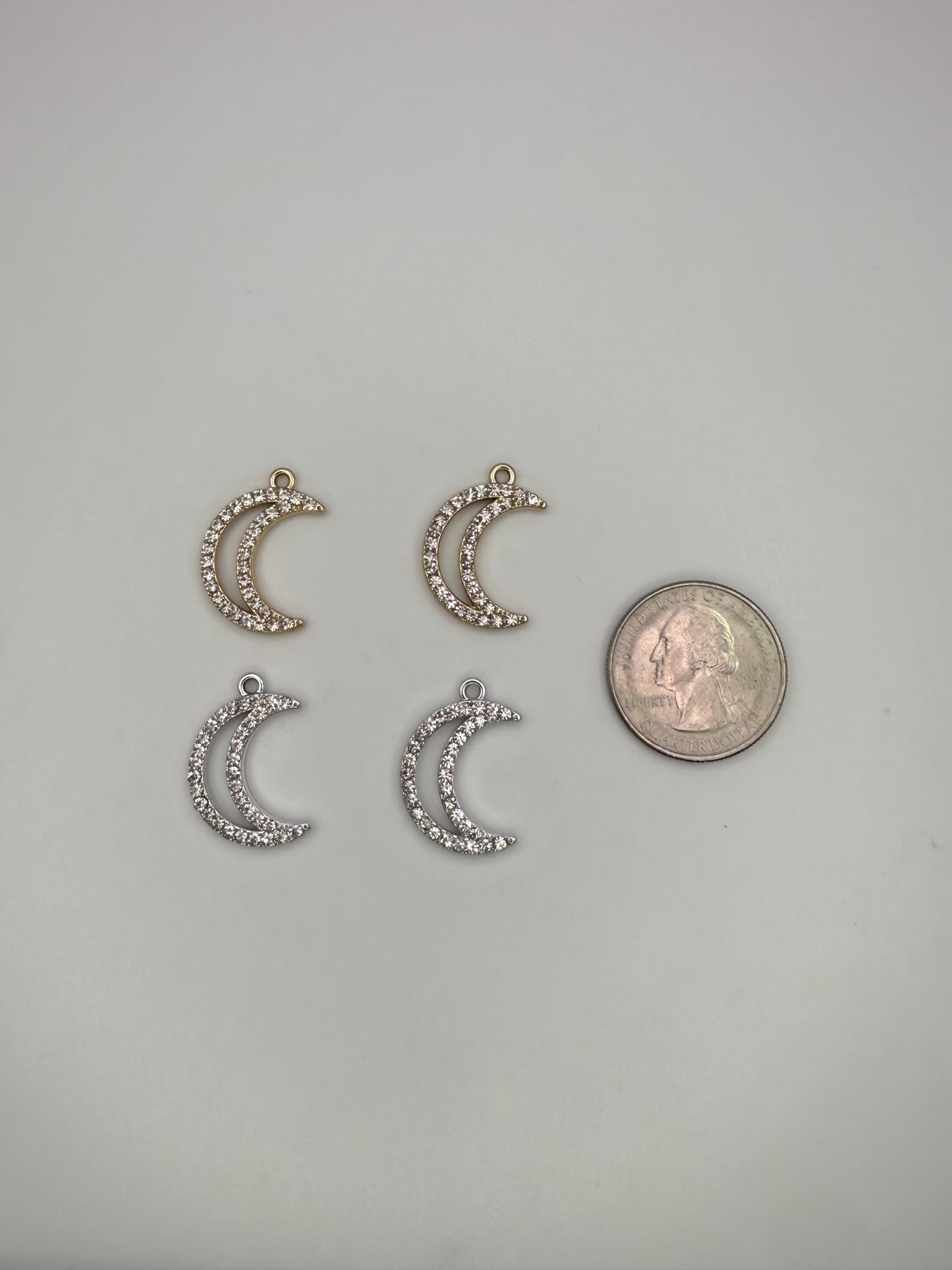 Hollow Crescent Moon Bling Charm