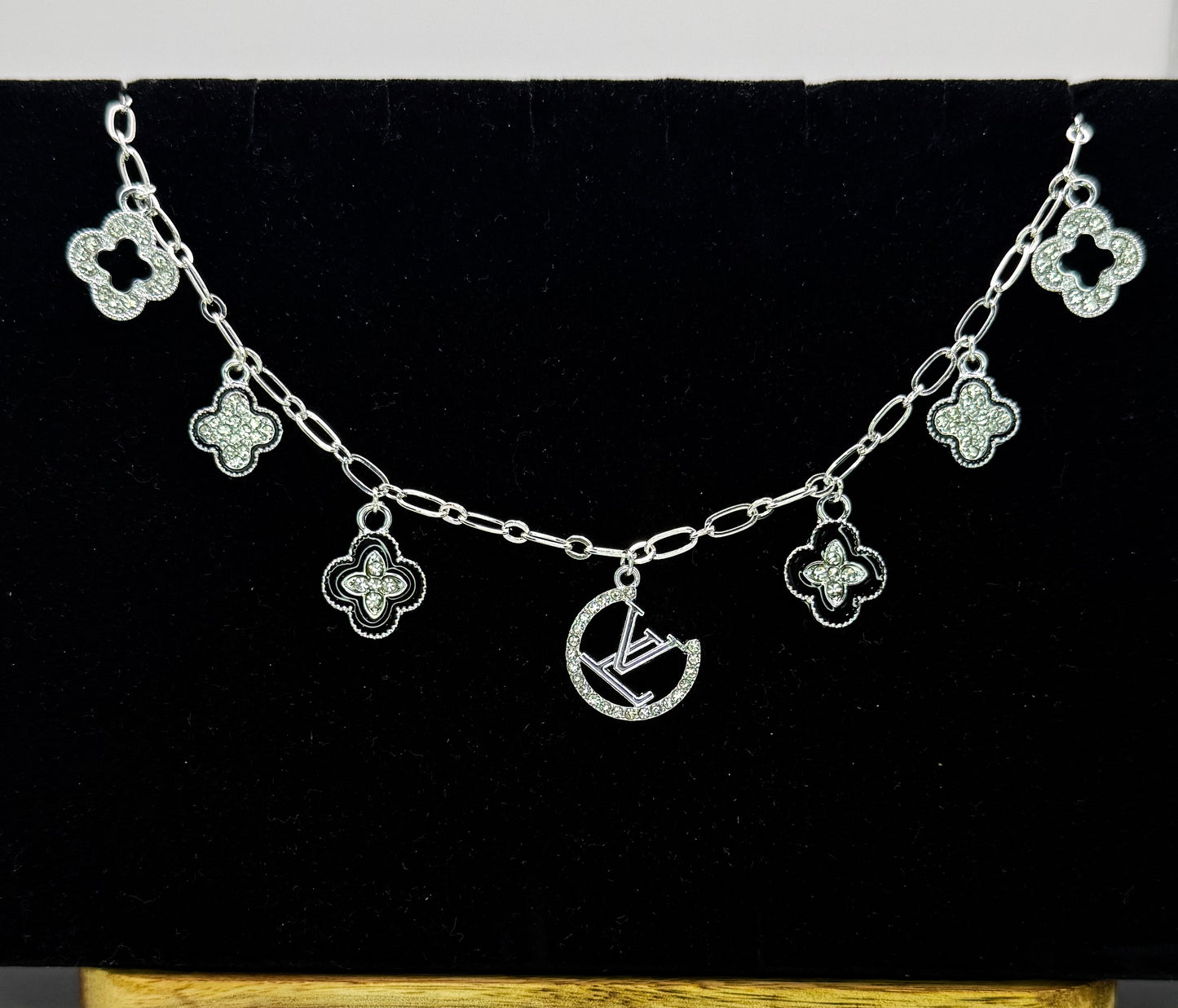 LV Designer Silver Charm Necklace