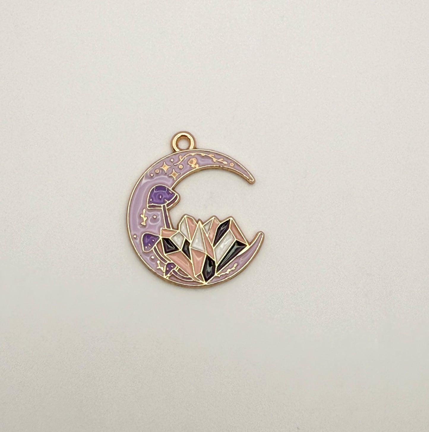Purple Enamel Crystal Moon Gold DIY Charm