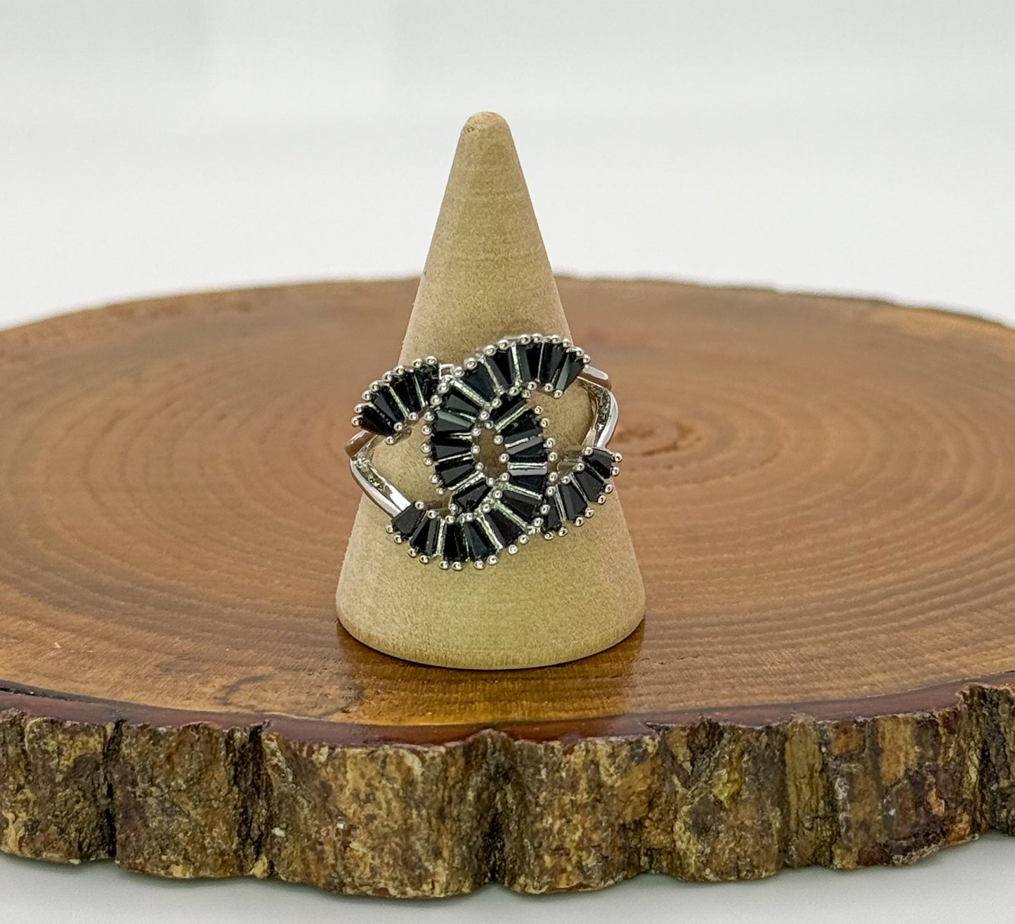 Silver CC Designer Zircon Adjustable Rings