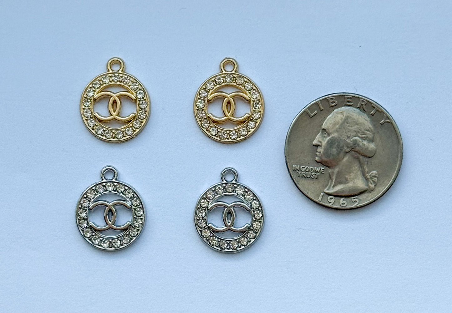 Small Round Gold & Silver CC DIY Metal Charms