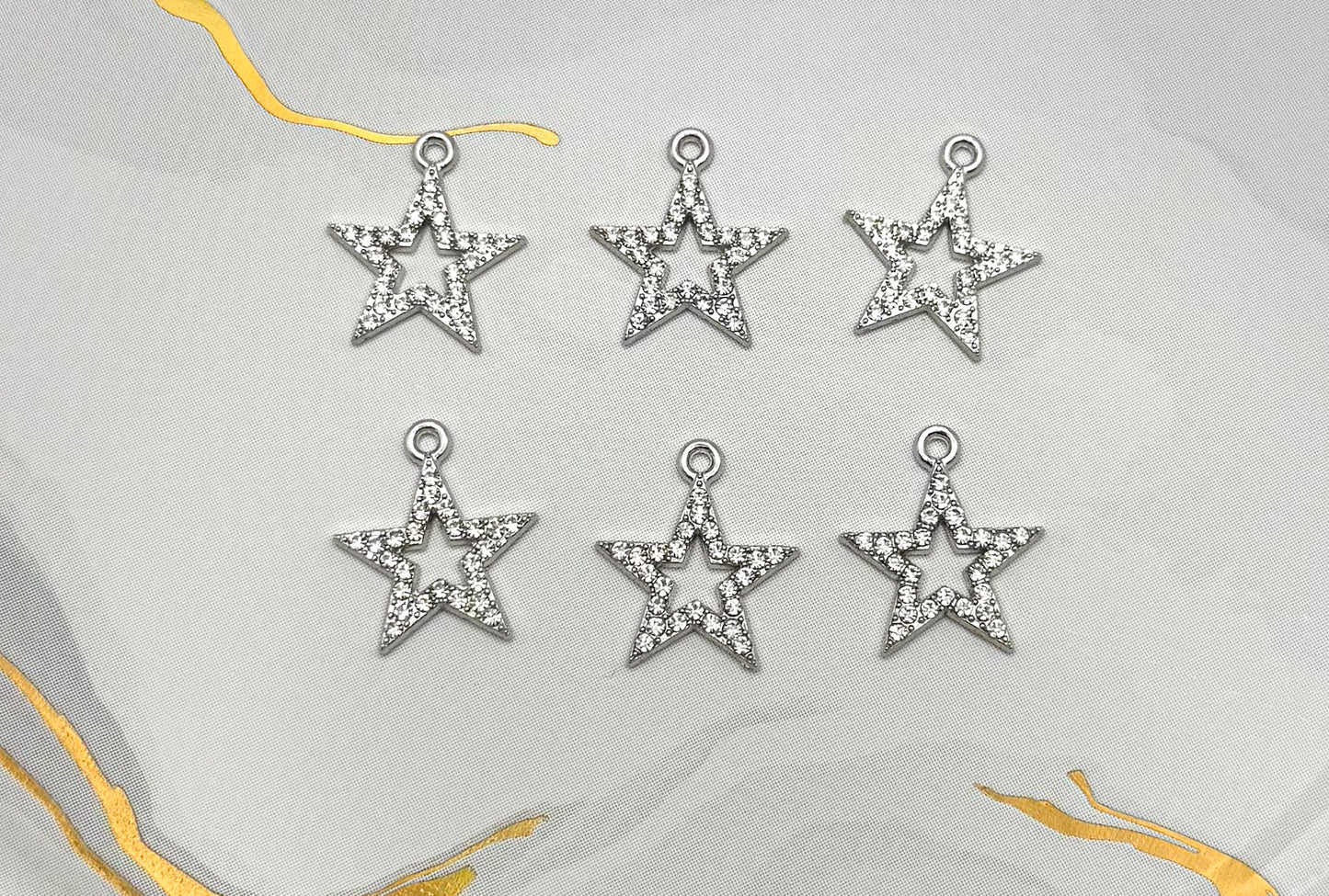 Sparkling Silver Star DIY Metal Charms