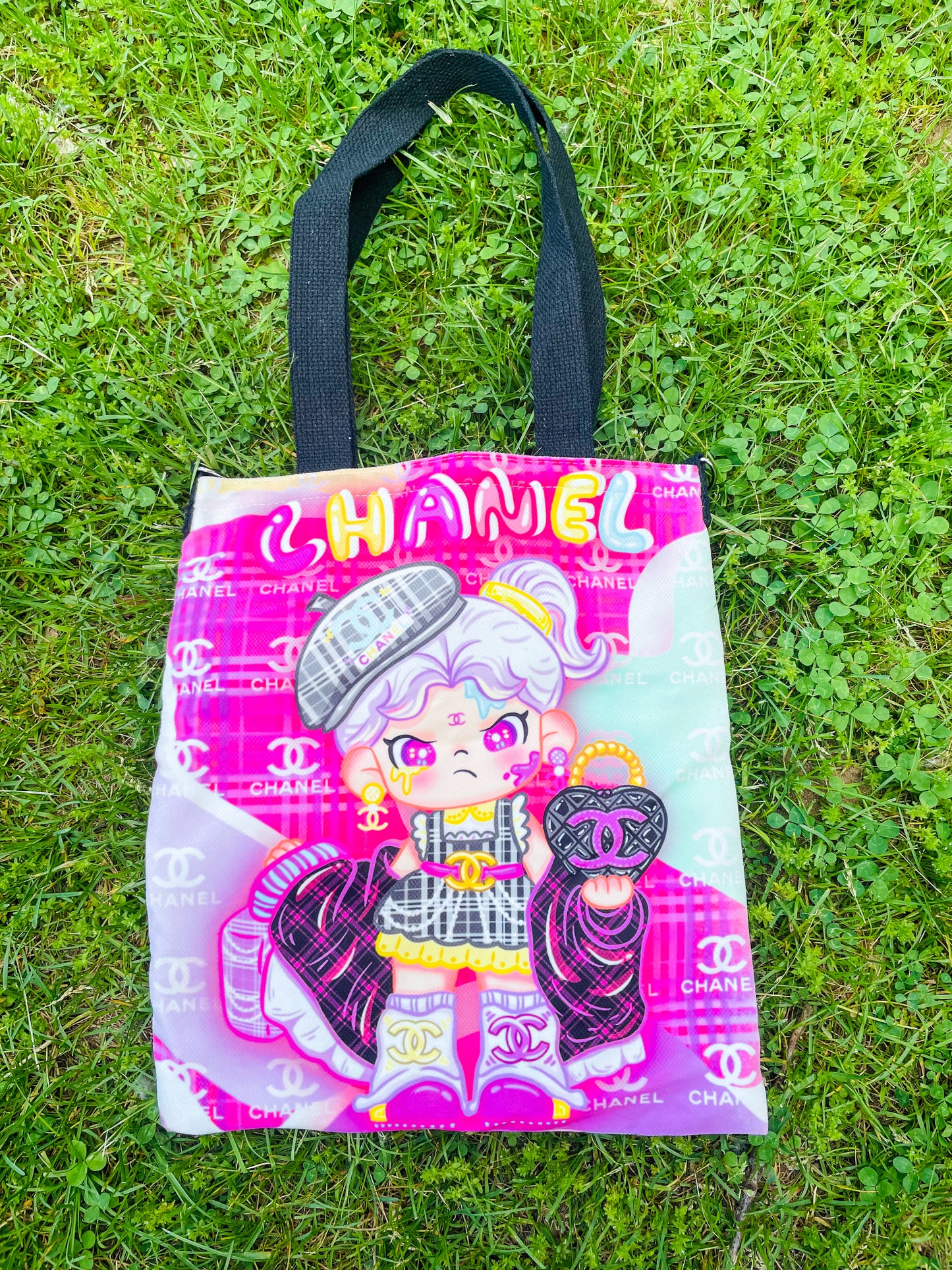 Pop Mart’s Dora Chanel Two Sided Tote Bag with Long Adjustable Strap for Crossbody Wear & Shoulder Strap