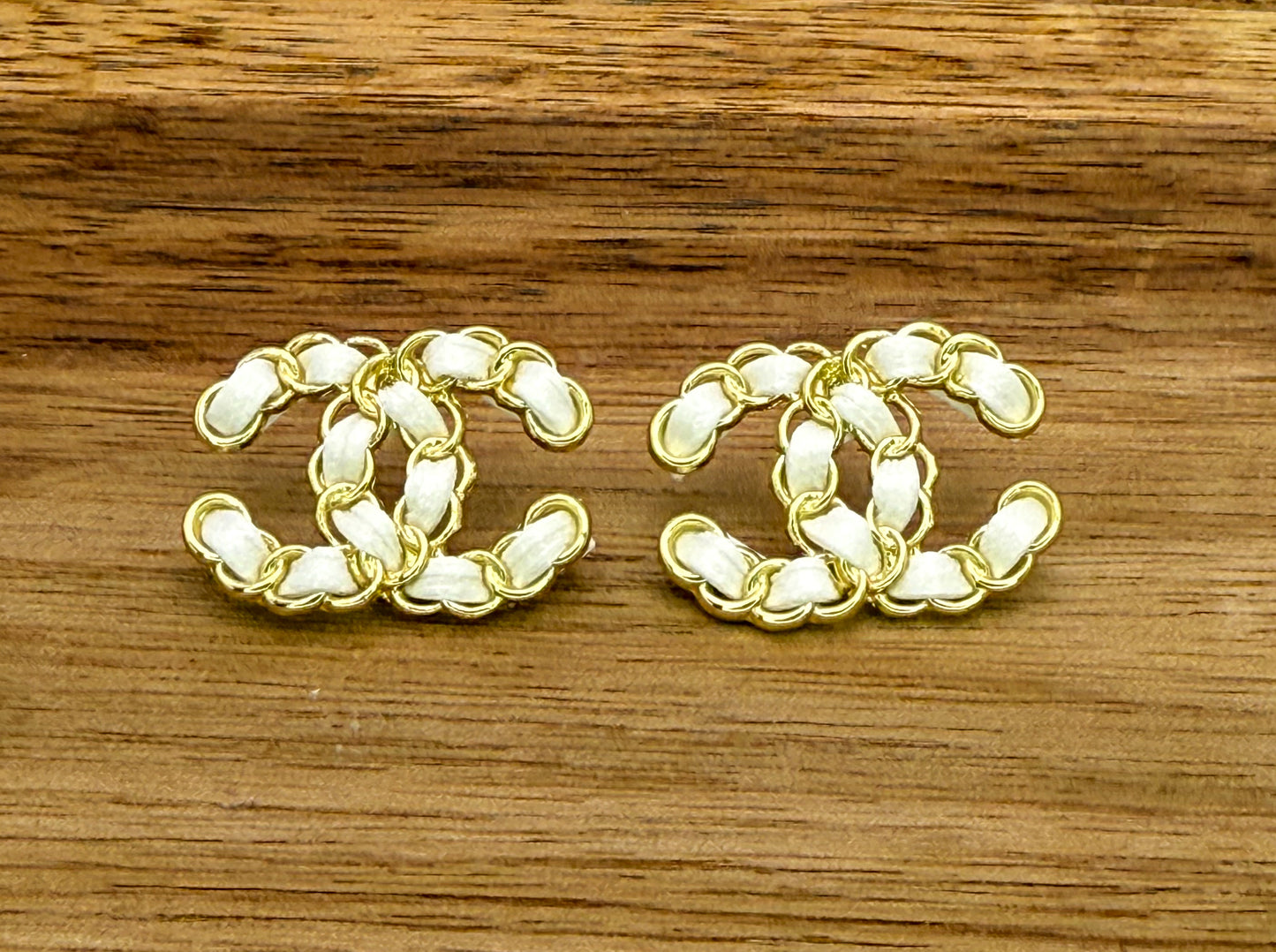 CC Designer LoGo Gold Stud Earrings
