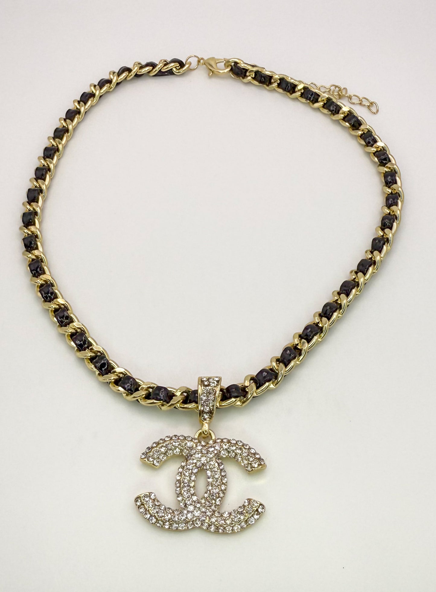 Bold n Gold CC Designer Leather Weaved Necklace