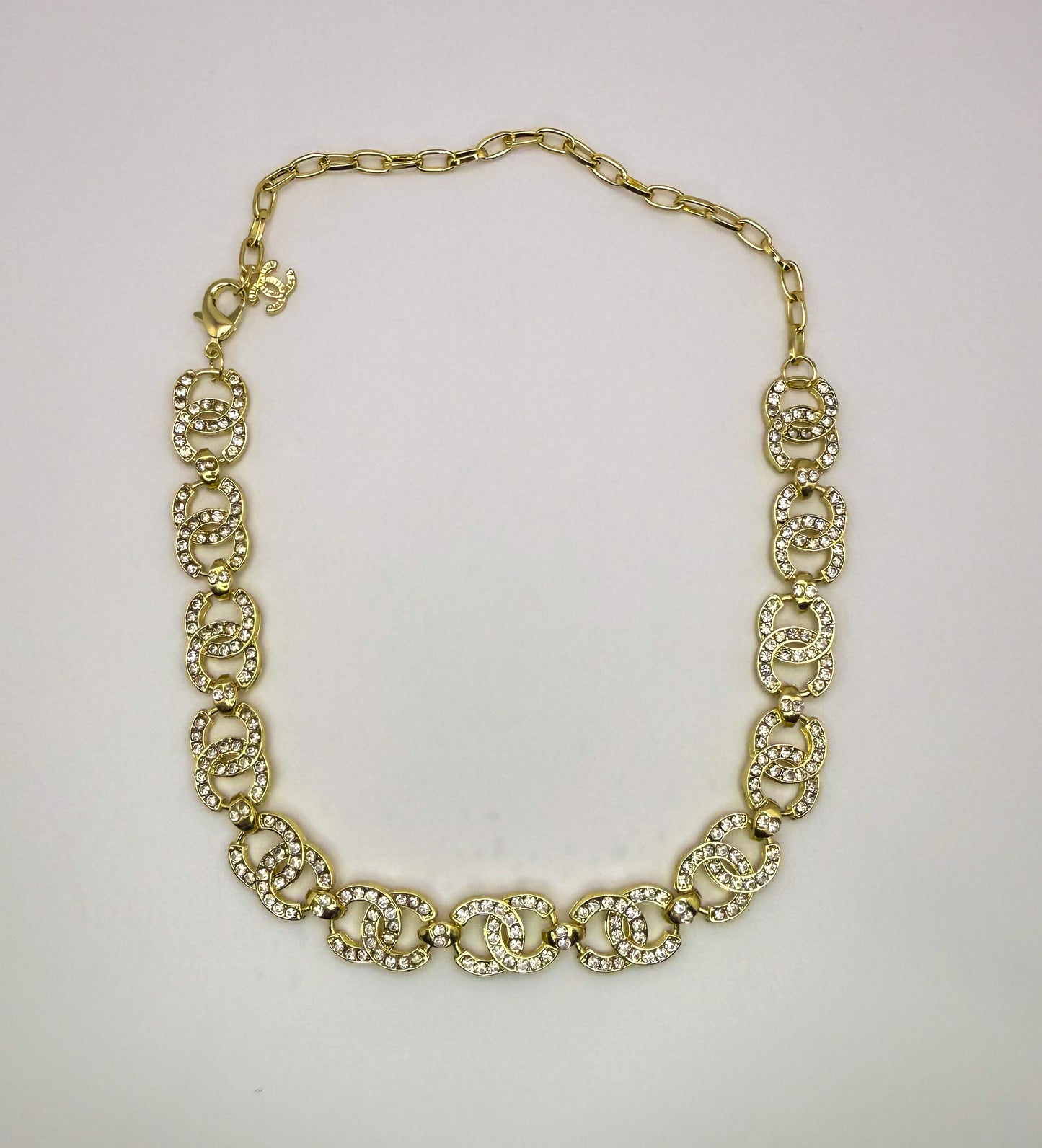Elegant CC Designer Silver or Gold Matching Necklace and Bracelet set
