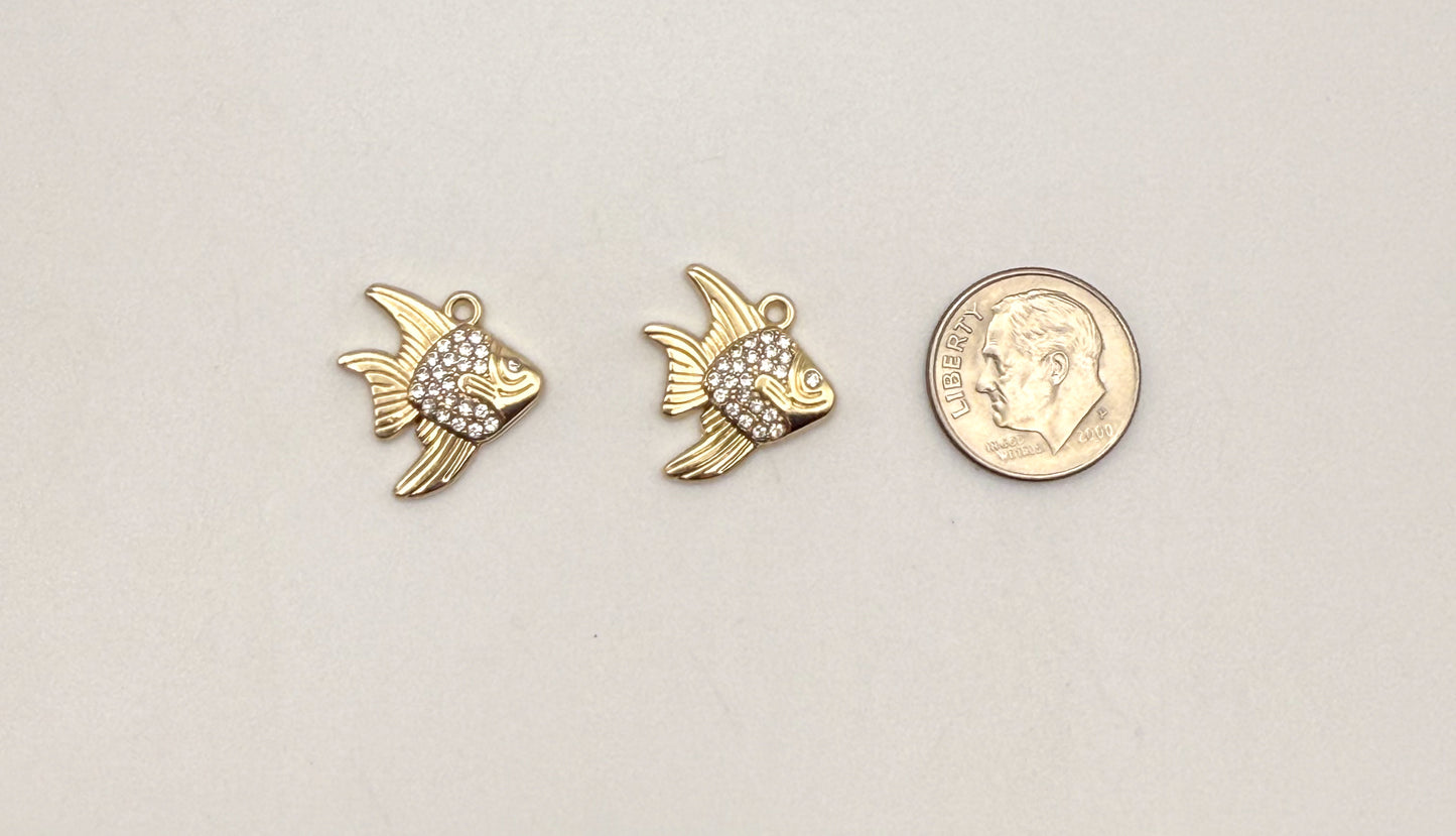 Sparkling Gold Seahorse or Ocean Fish DIY Charms