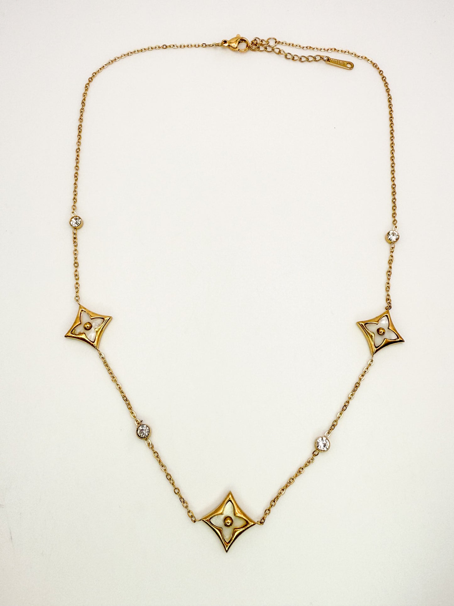 LV Logo Designer Gold Stainless Steel Necklace