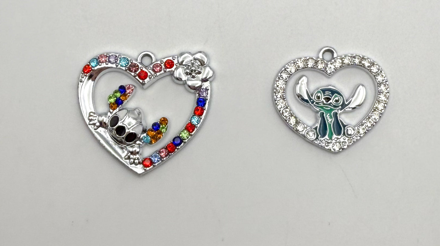 Silver Stitchy Heart DIY Pendants