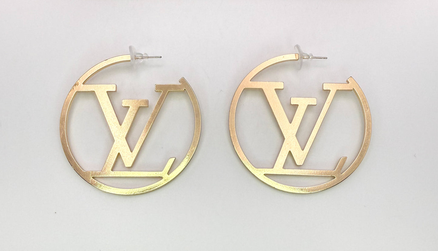 Gold LV Designer Hoop Earrings