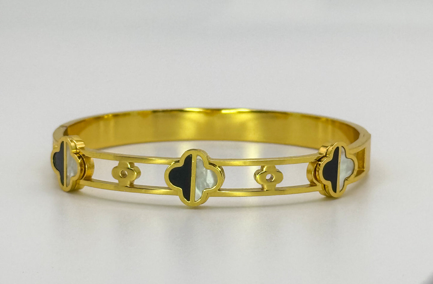 Gold Stainless Steel LV Designer clover Bangle Bracelet
