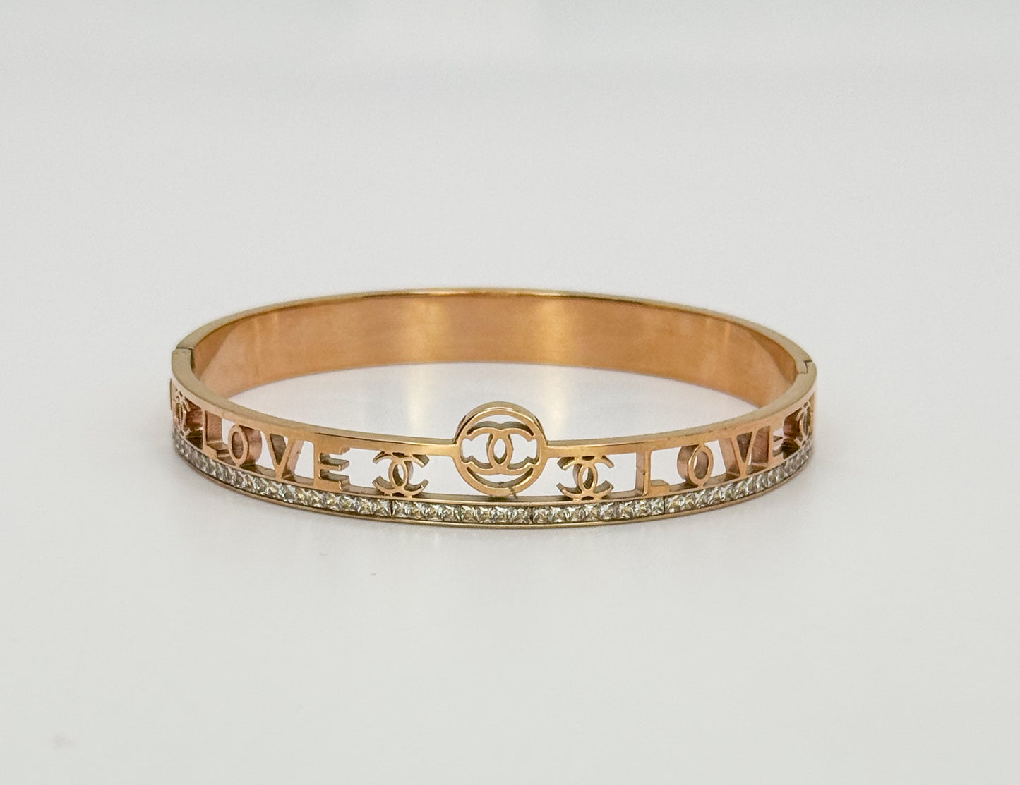 LOVE Chanel Designer Stainless Steel Bangle Bracelet