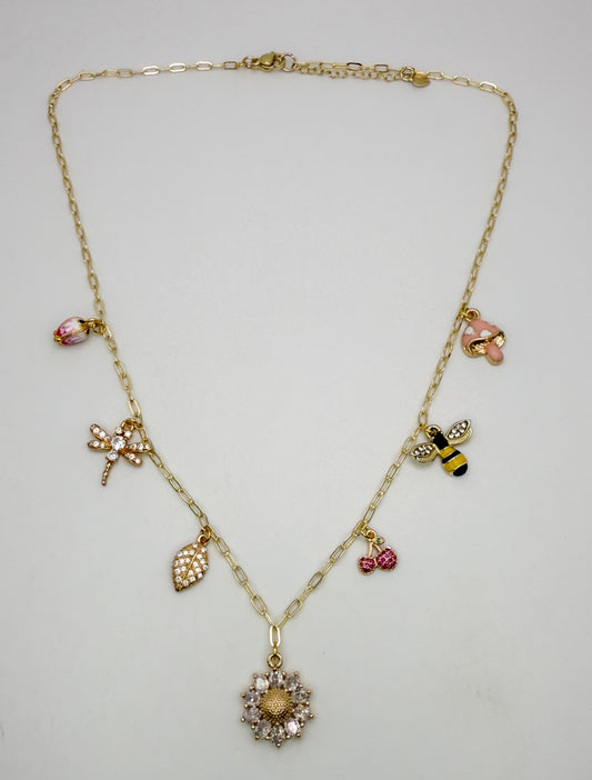 For the Love of Summer Gold Charm Necklace