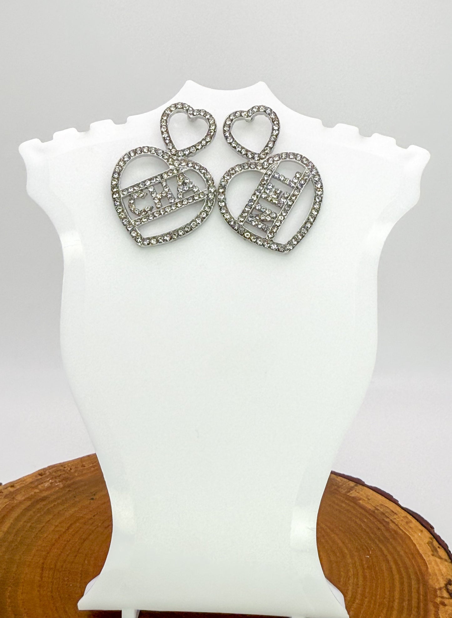 Chanel Designer Silver Bling Stud Statement Earrings
