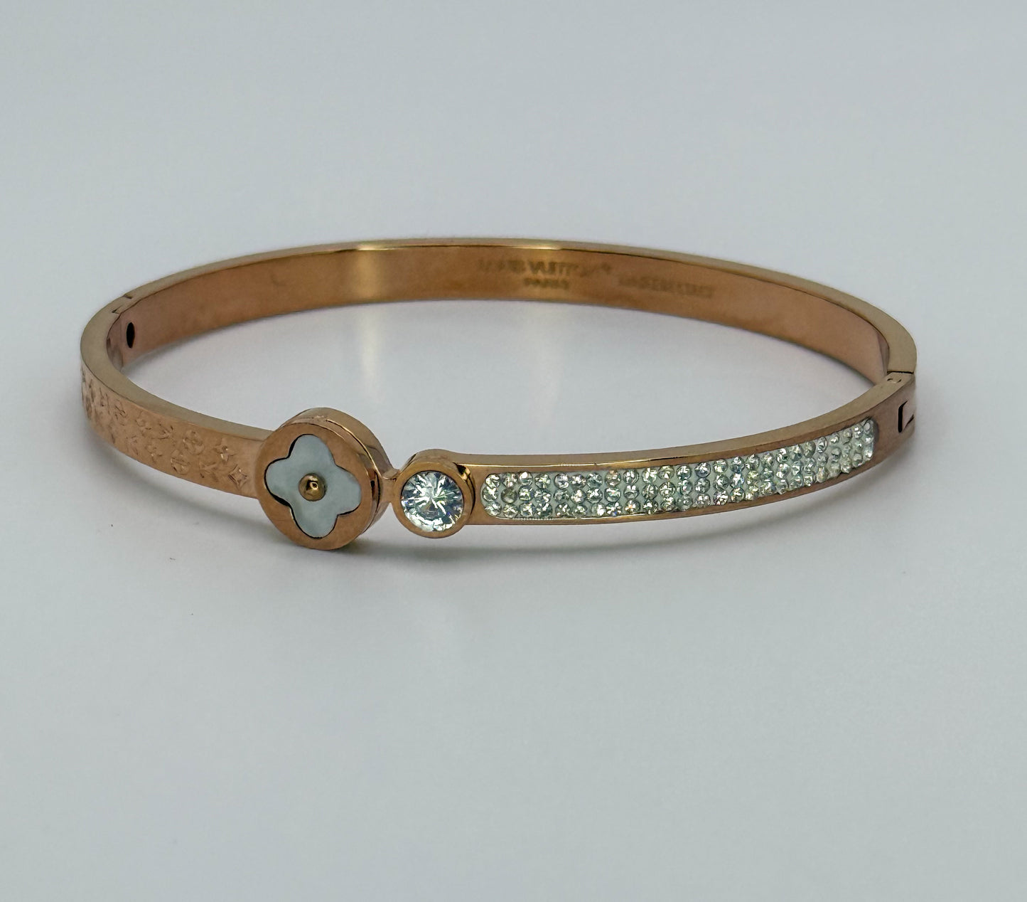 LV Designer Rose Gold Stainless Steel Bangle Bracelet